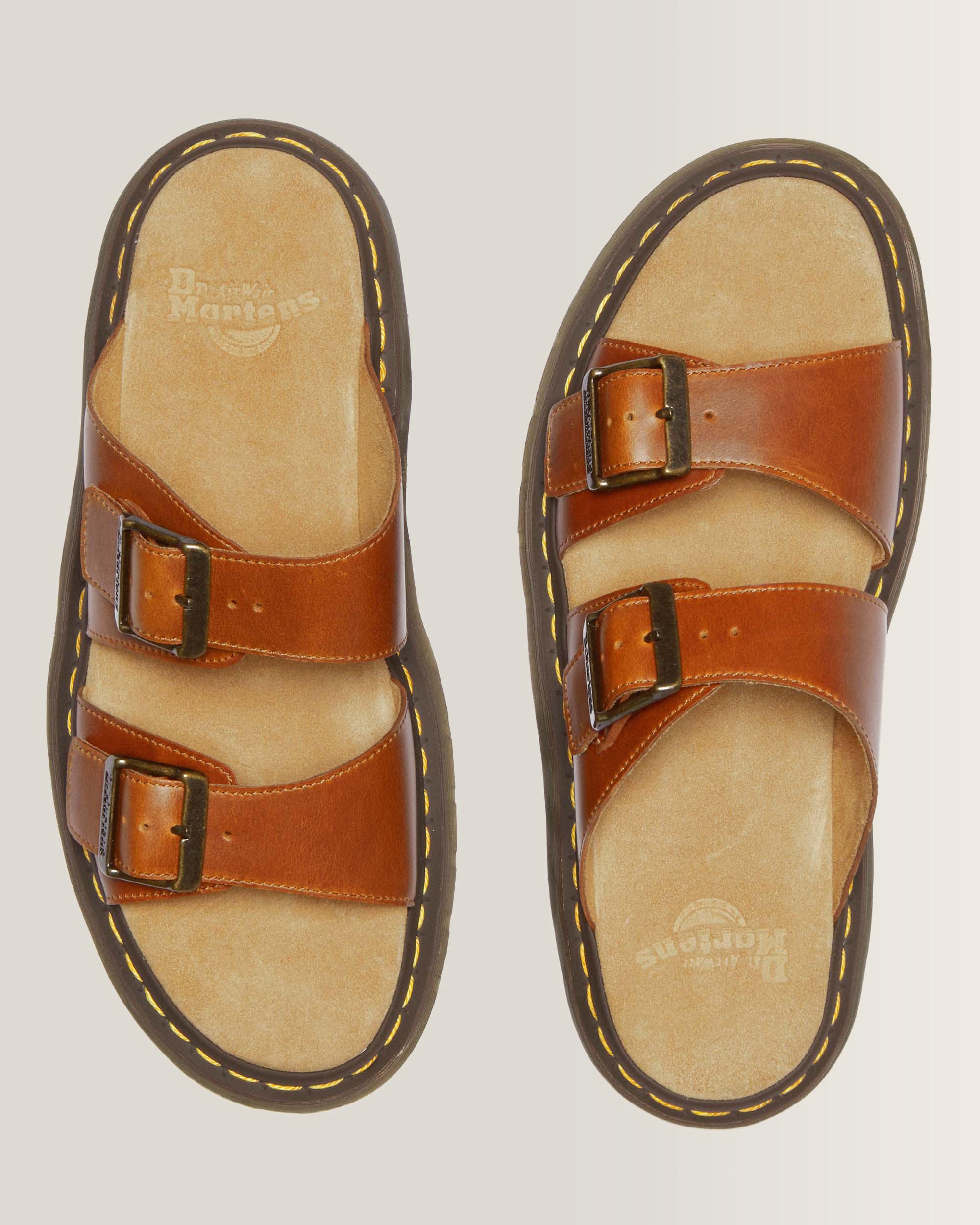 Josef Leather Buckle Slide Sandals