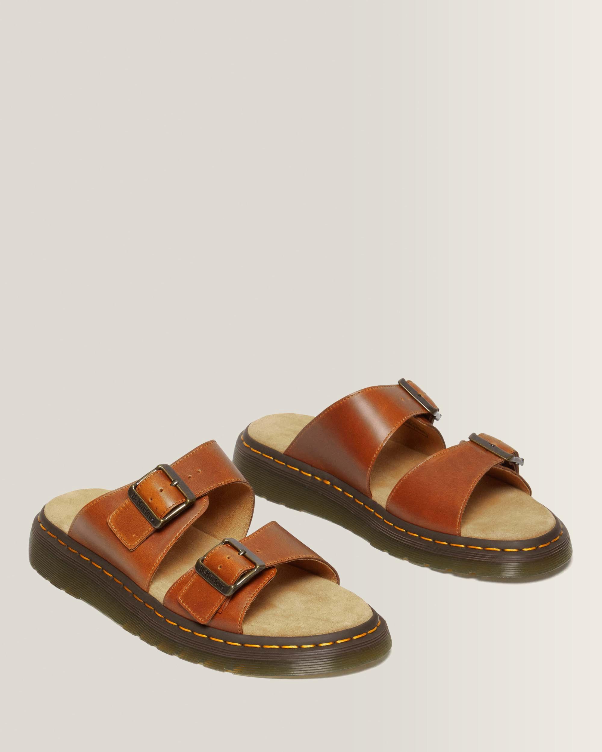 Josef Leather Buckle Slide Sandals