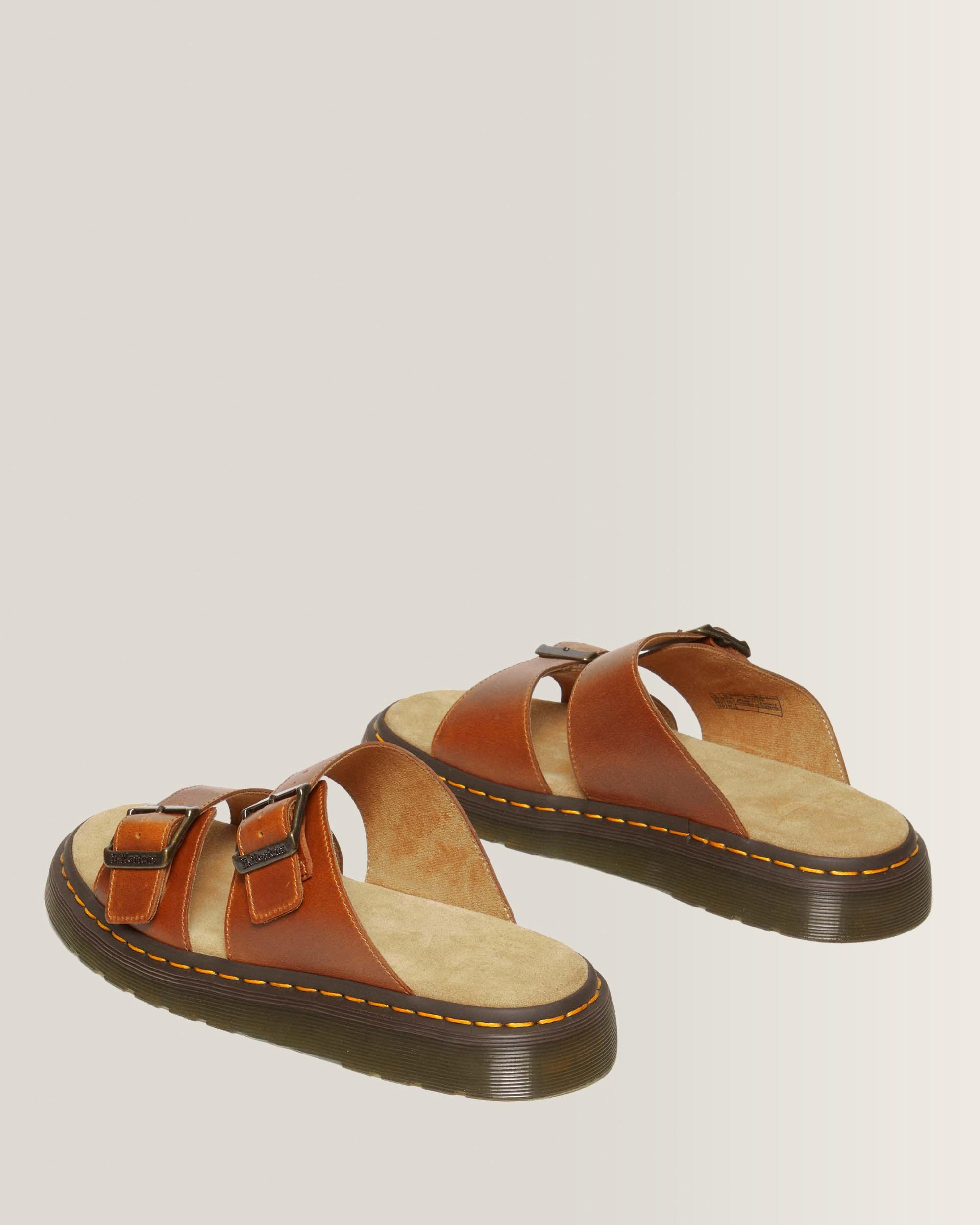 Josef Leather Buckle Slide Sandals