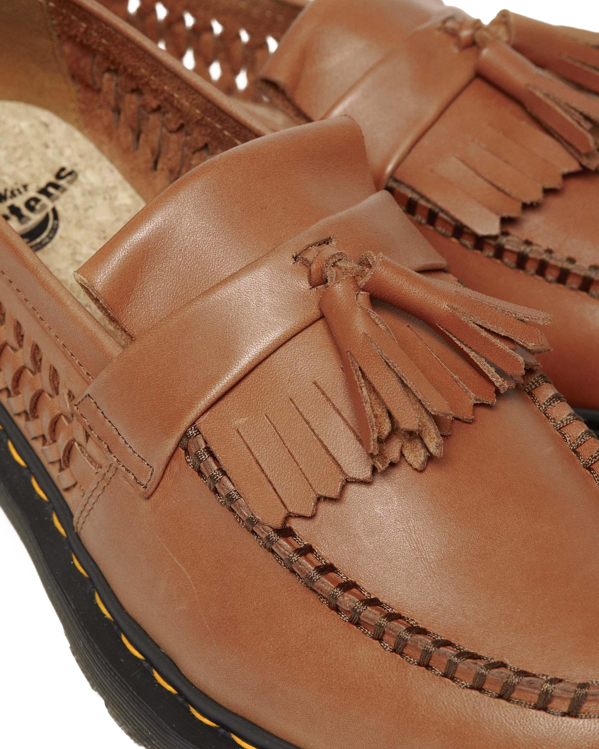 Adrian Woven Leather Tassel Loafers in British Tan | Dr. Martens™