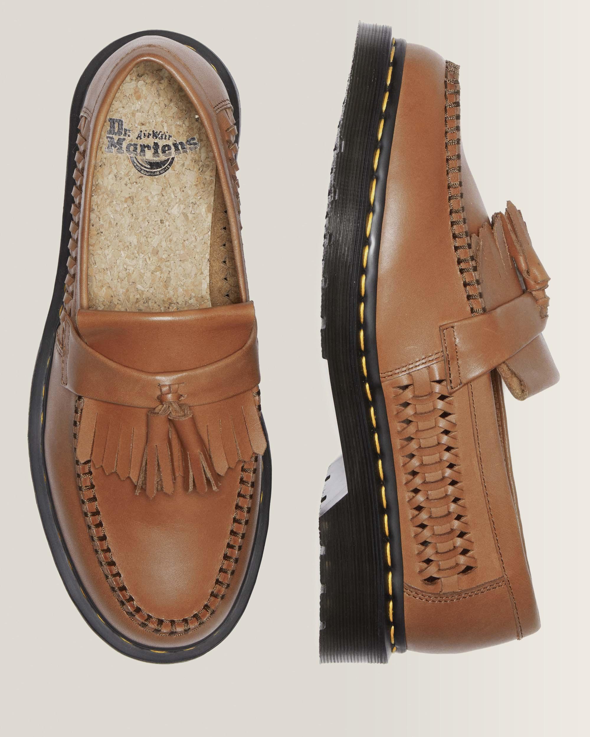 Adrian Woven Leather Tassel Loafers in British Tan | Dr. Martens™