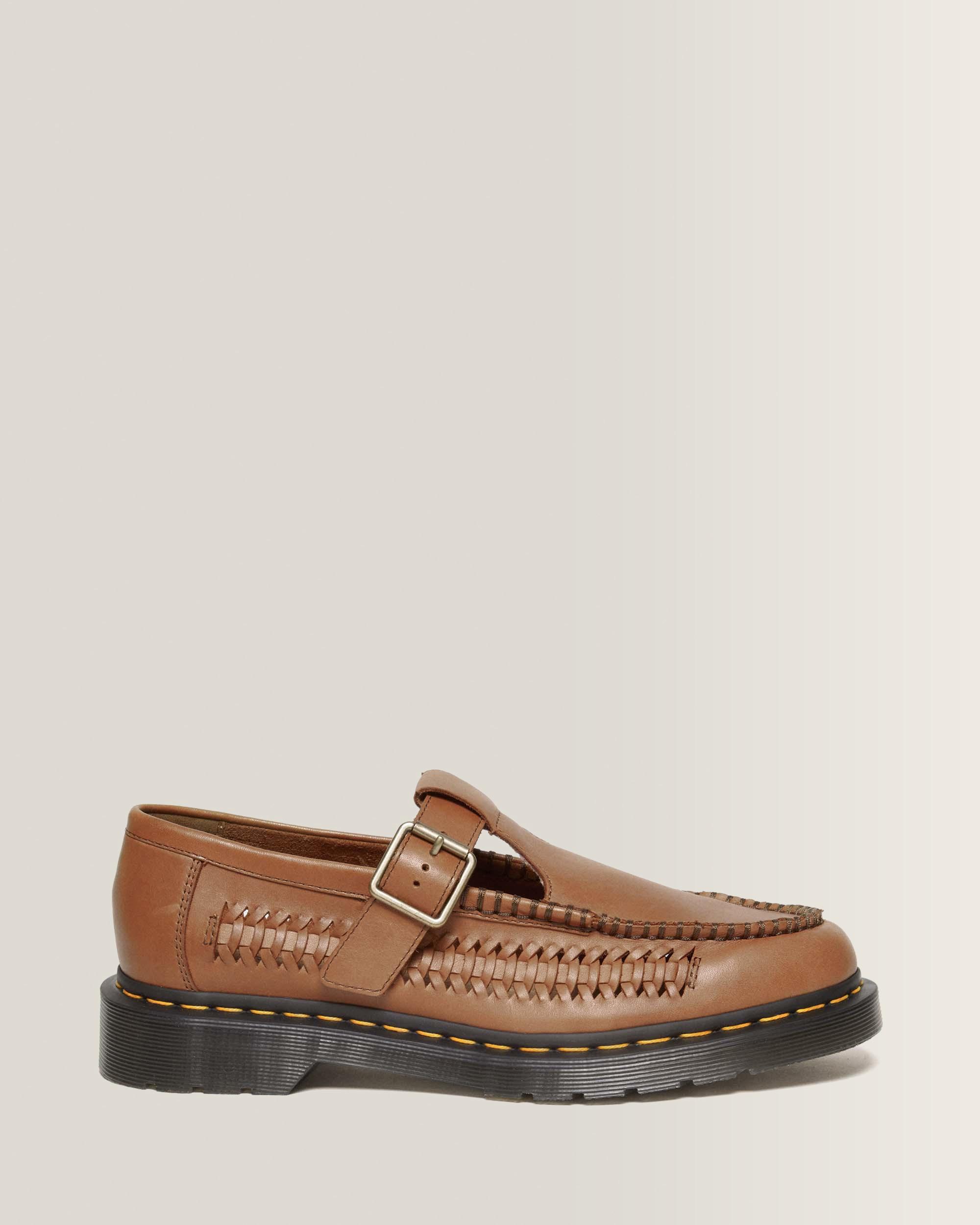 Adrian T-Bar Woven Leather Mary Jane Shoes in British Tan | Dr