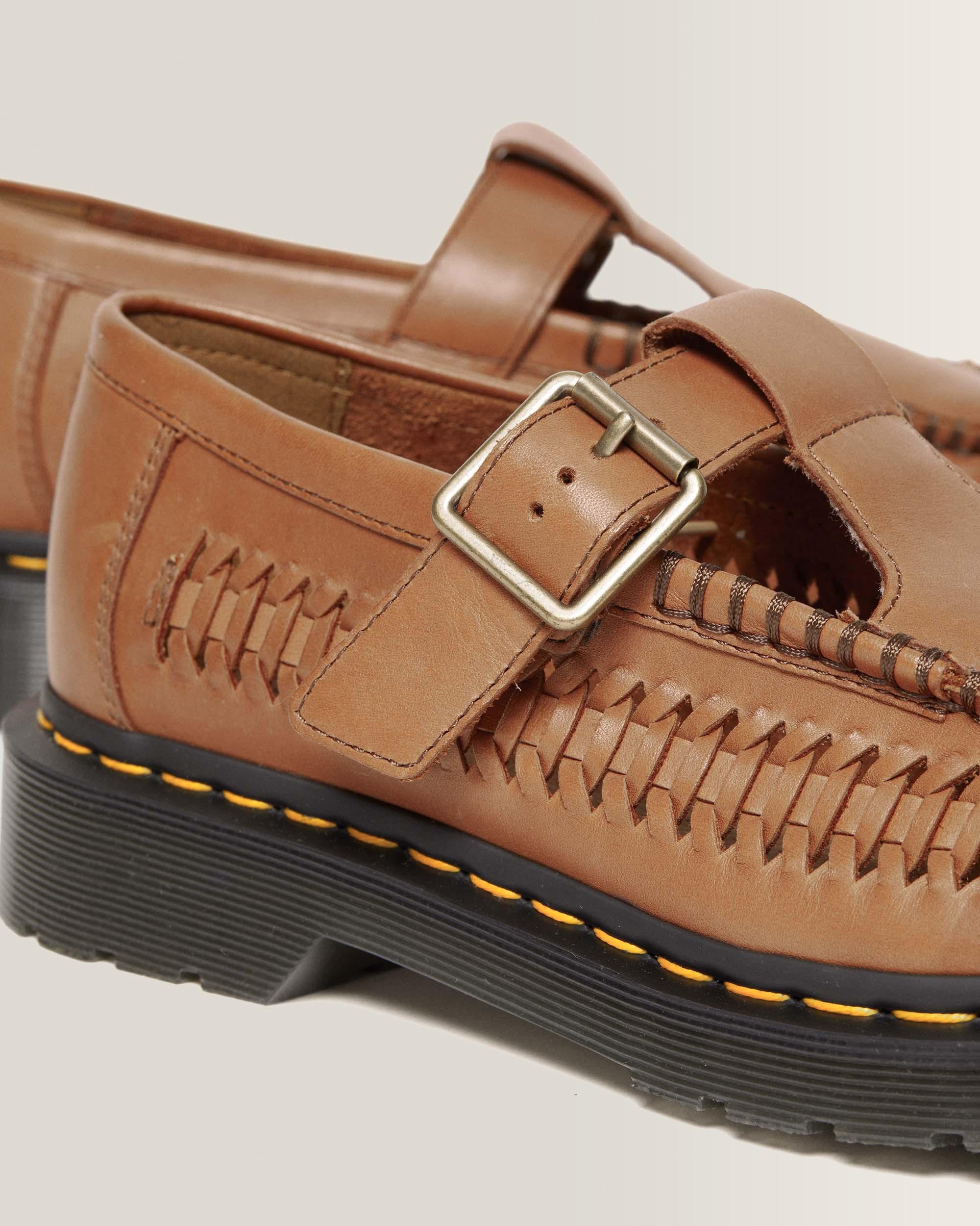 Adrian T-Bar Woven Leather Mary Jane Shoes in British Tan | Dr