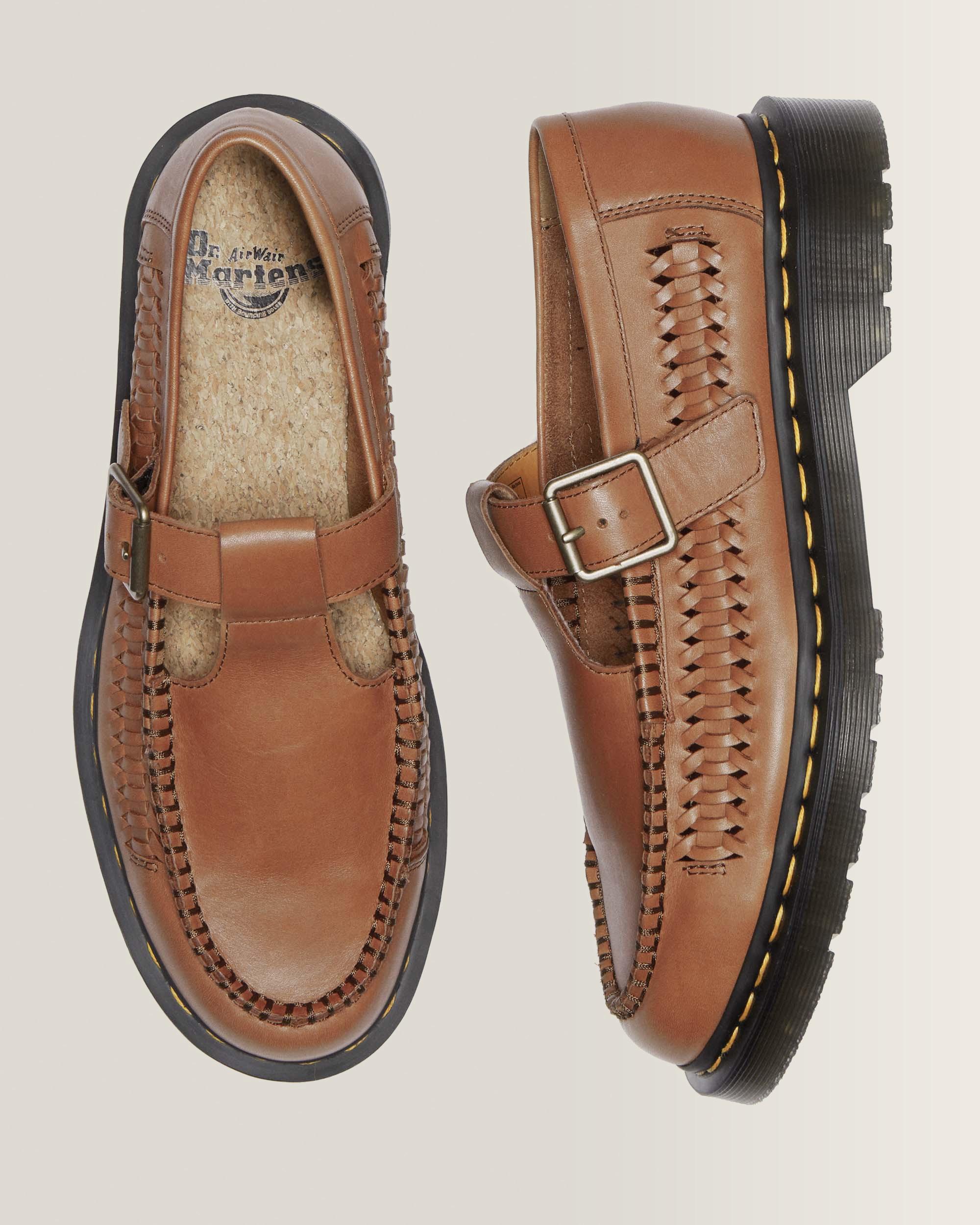 Adrian T-Bar Woven Leather Mary Jane Shoes in British Tan | Dr