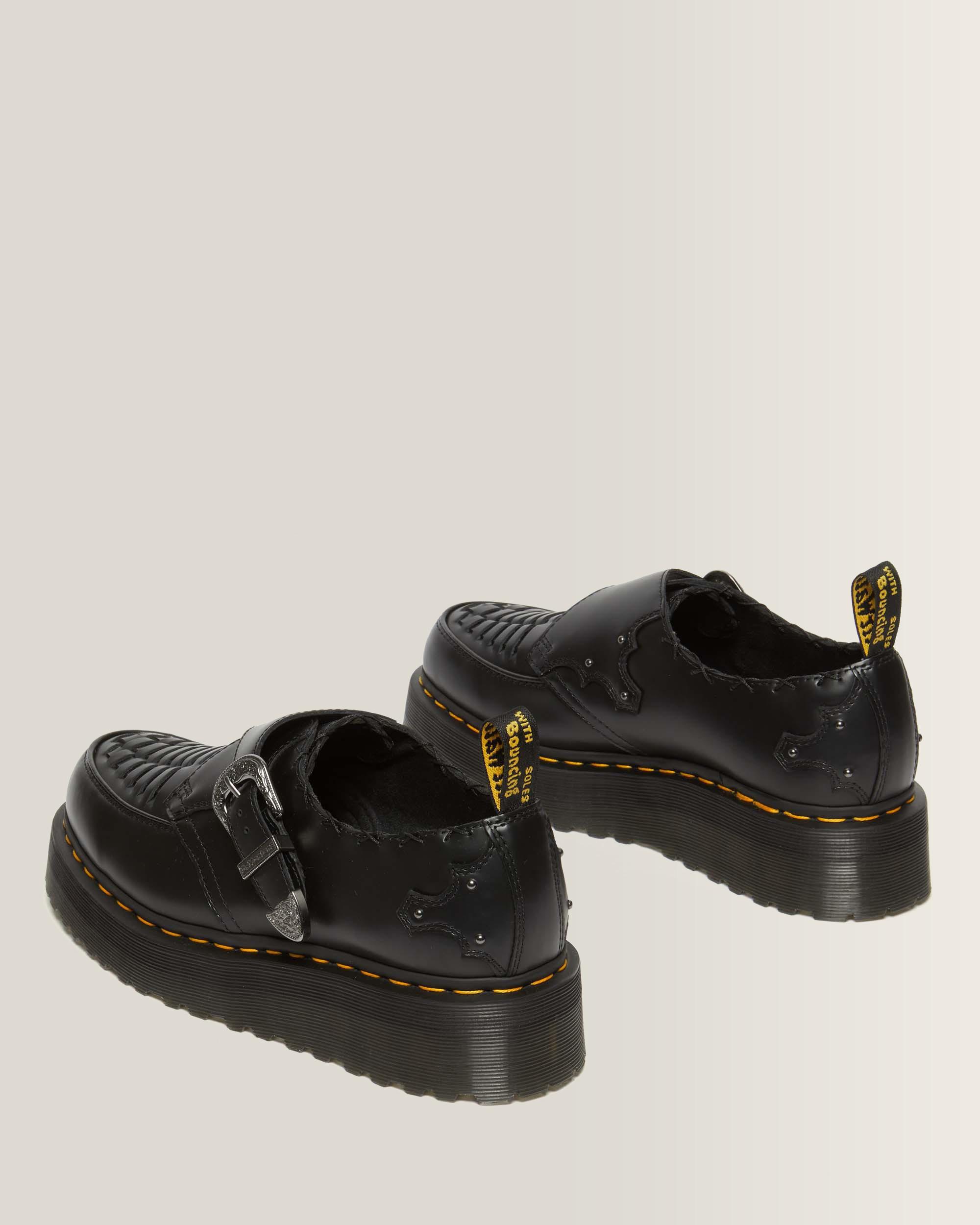 Ramsey Woven Smooth Leather Platform Creepers in Black | Dr. Martens™