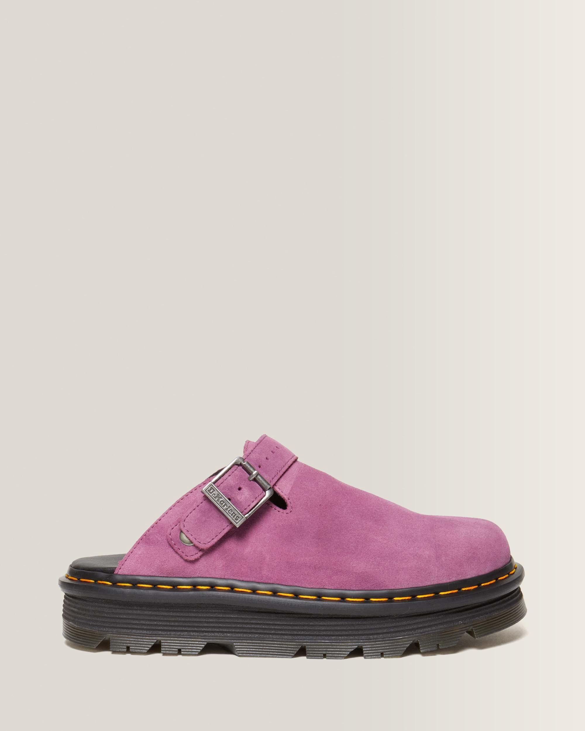 Zebzag Suede Casual Slingback Platform Mules in Muted Purple | Dr