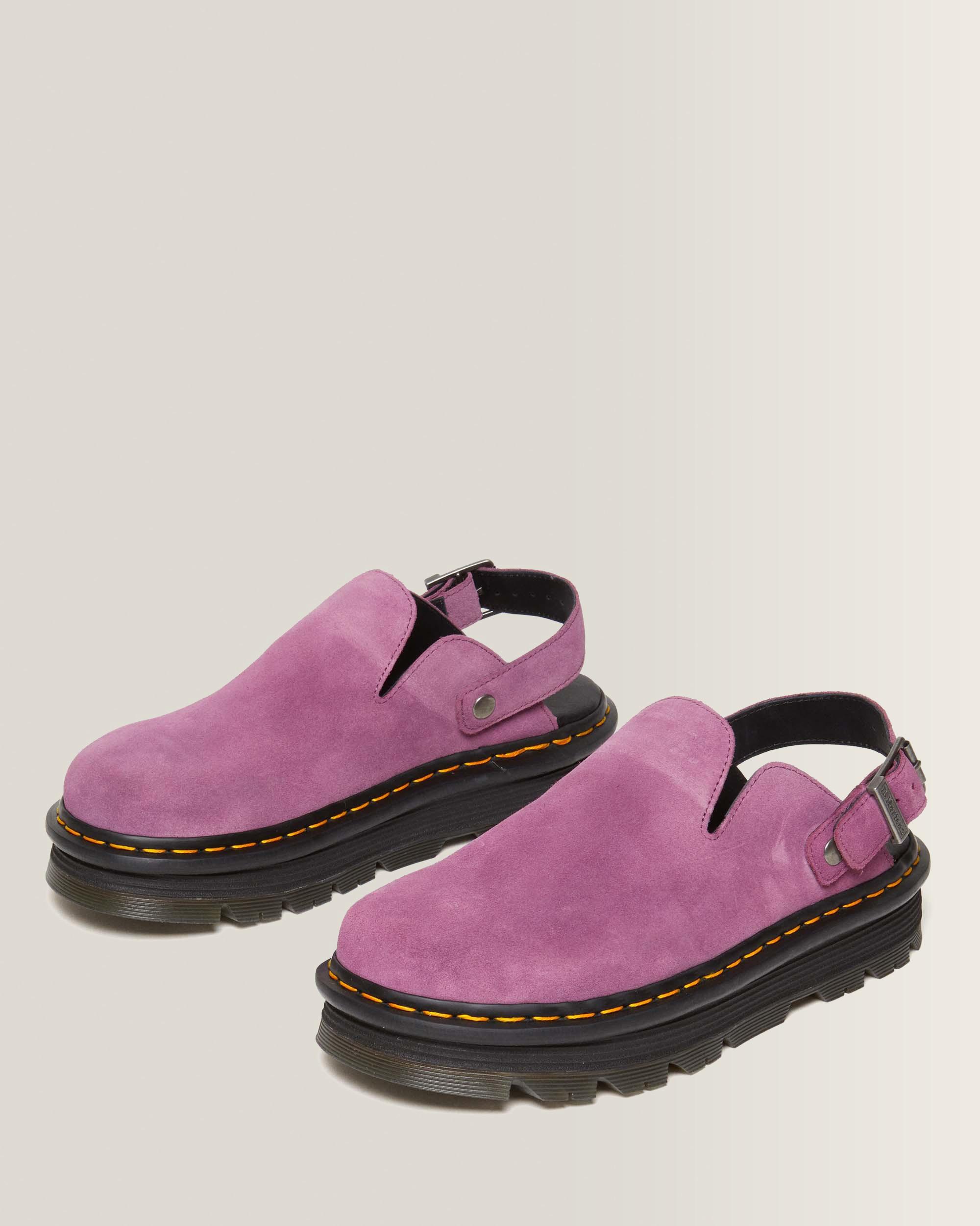 Zebzag Suede Casual Slingback Platform Mules in Muted Purple | Dr