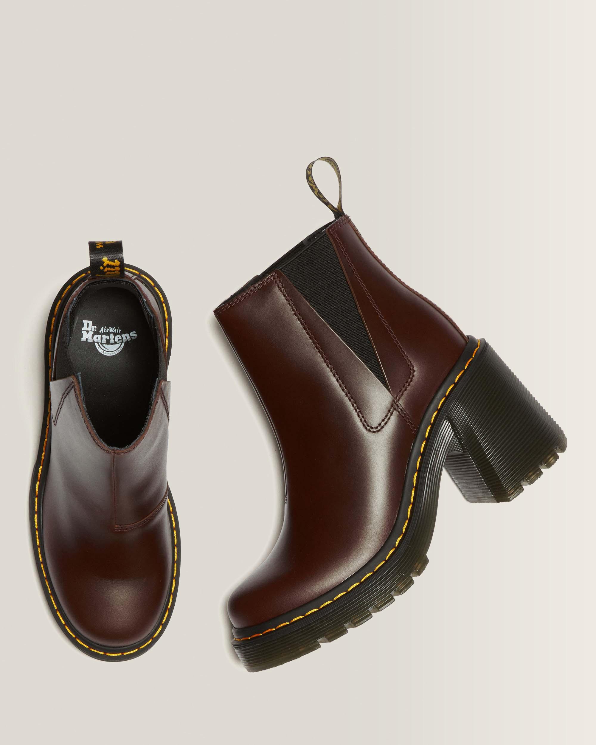 Spence Leather Flared Heel Chelsea Boots in Dark Brown | Dr. Martens™