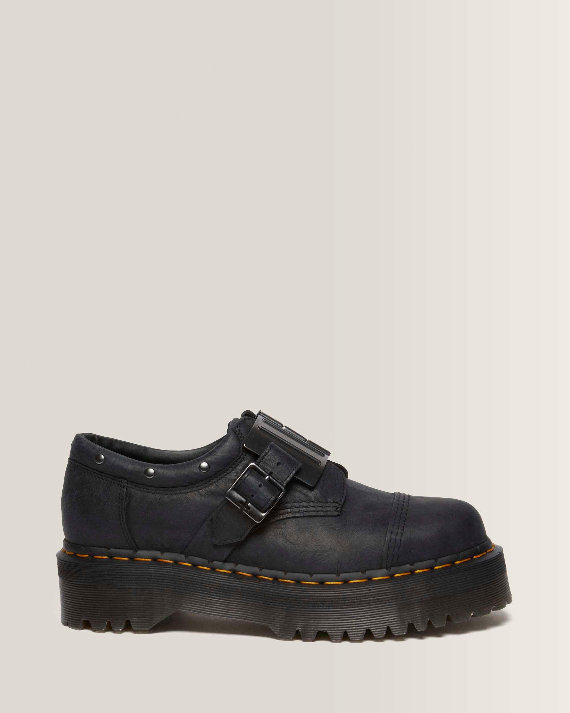 8053 Quad Hinge Buckle Leather Shoes in Black | Dr. Martens™