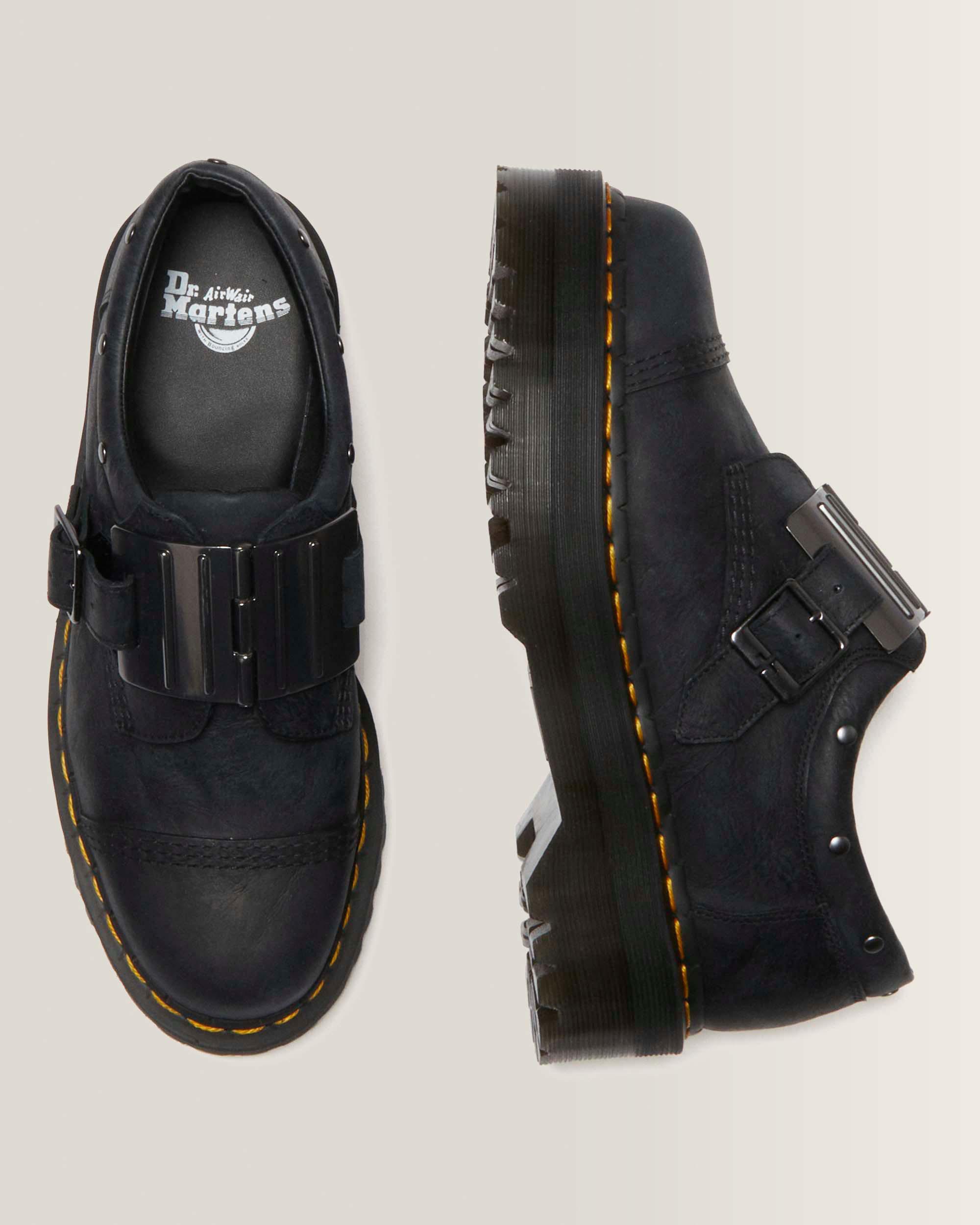 8053 Quad Hinge Buckle Leather Shoes in Black | Dr. Martens™