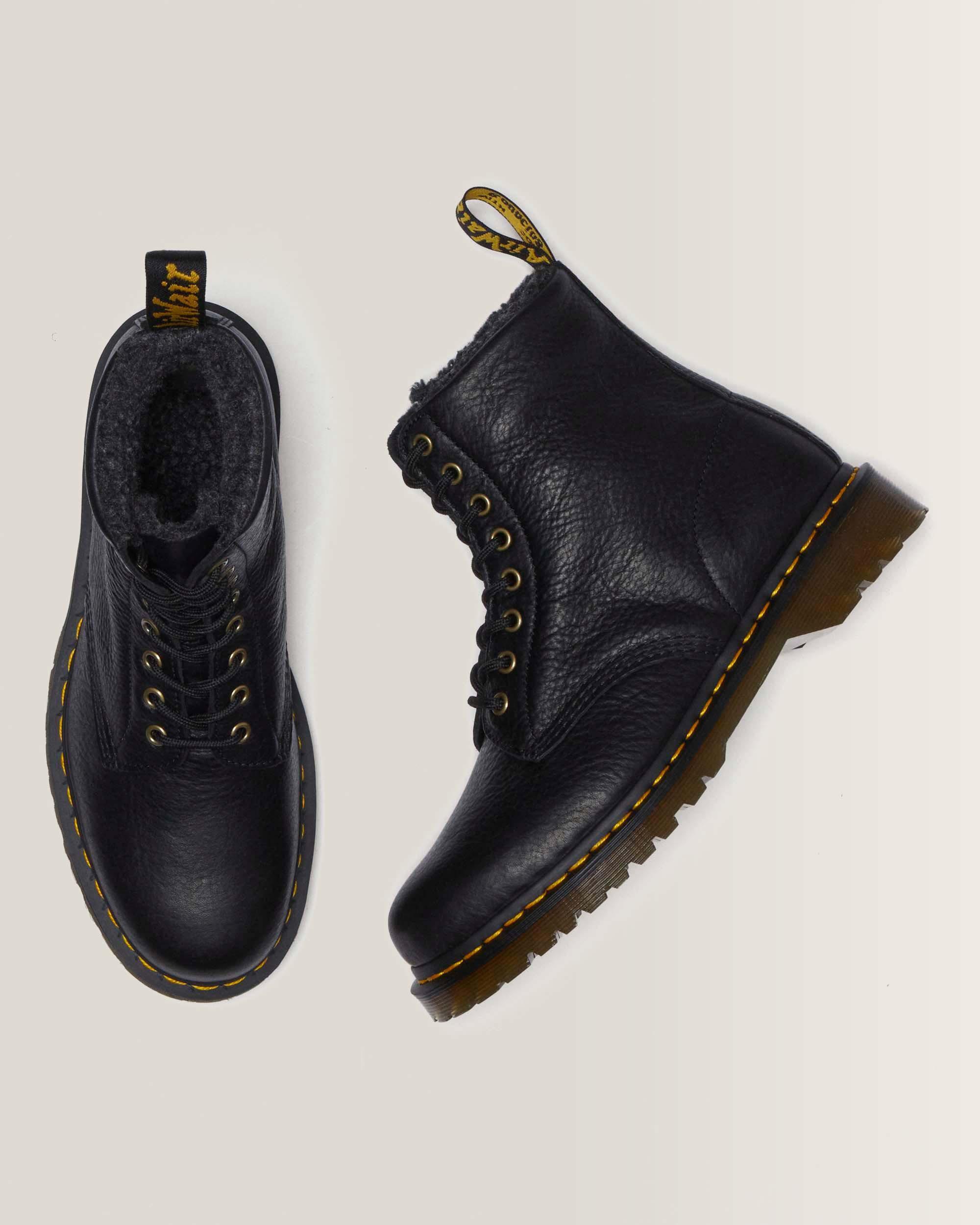 1460 Grizzly Leder Schnürstiefel mit Kunstfellfutter