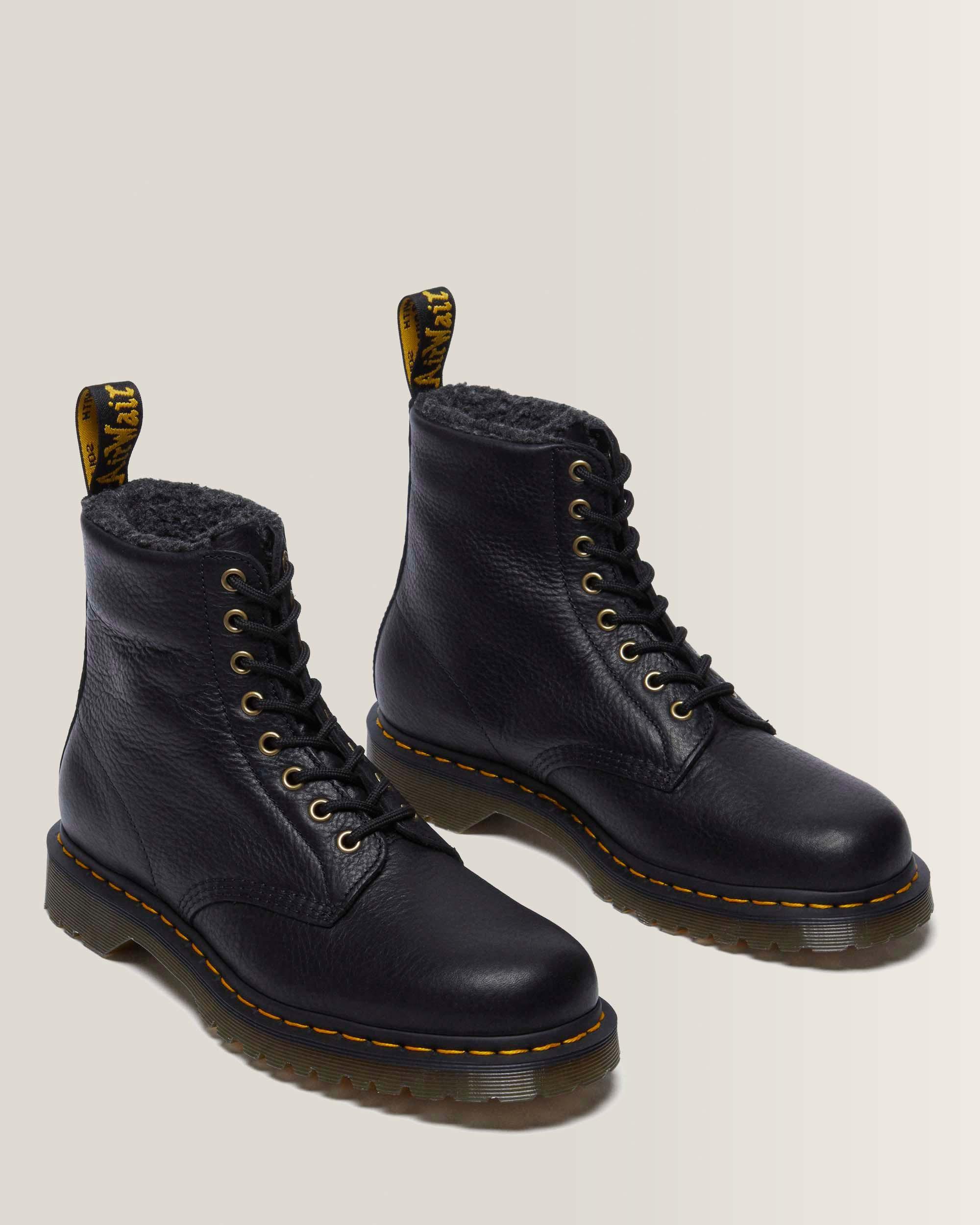 1460 Grizzly Leder Schnürstiefel mit Kunstfellfutter