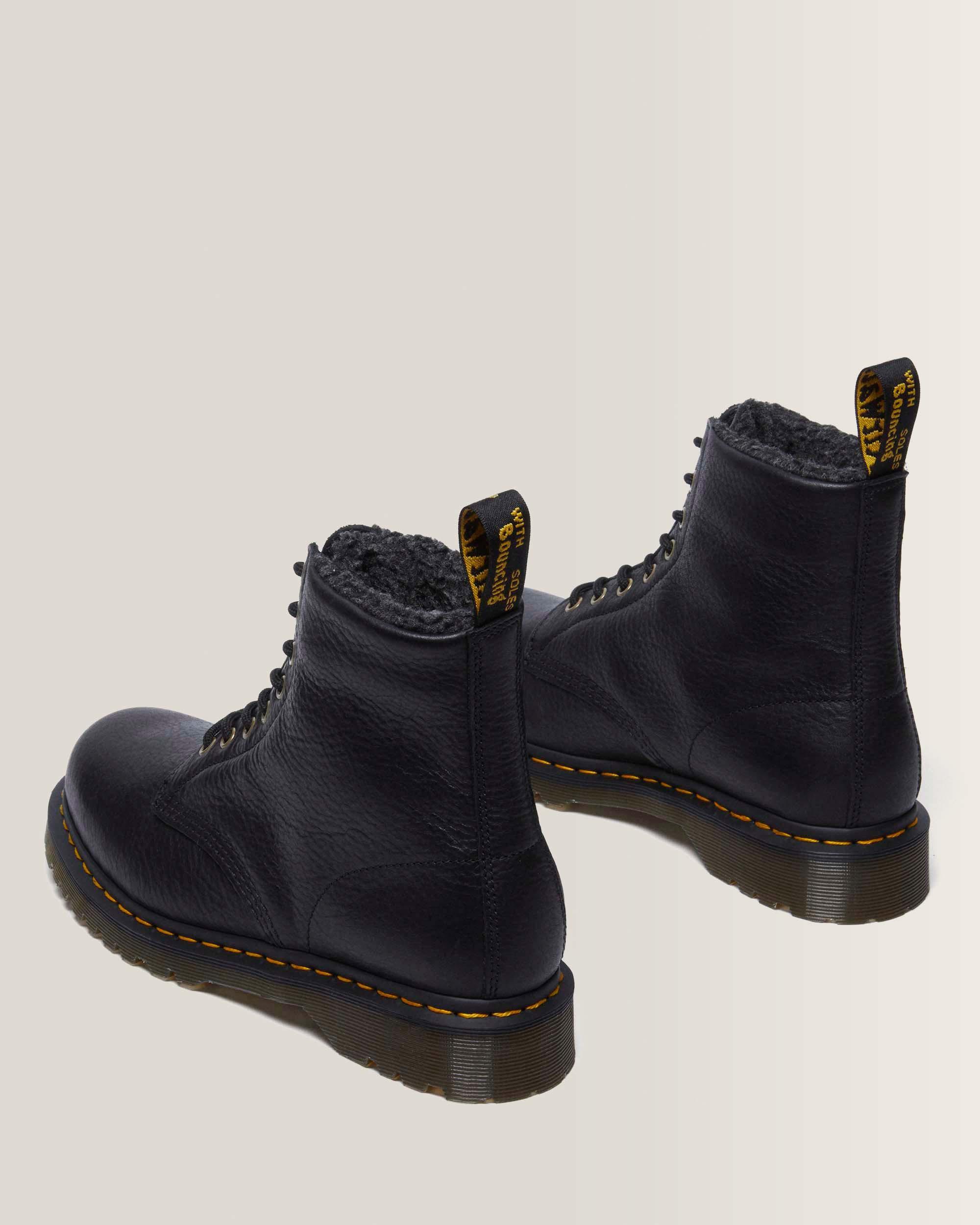 1460 Grizzly Leder Schnürstiefel mit Kunstfellfutter