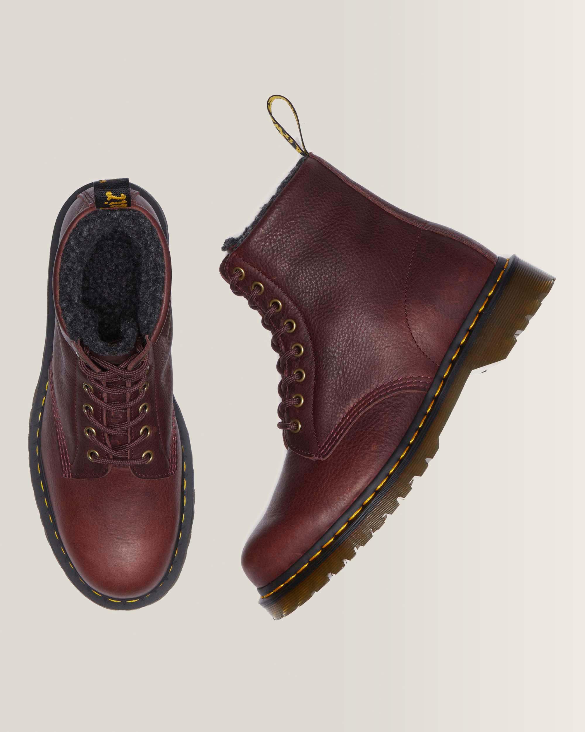 1460 Faux Fur Lined Grizzly Leather Lace Up Boots