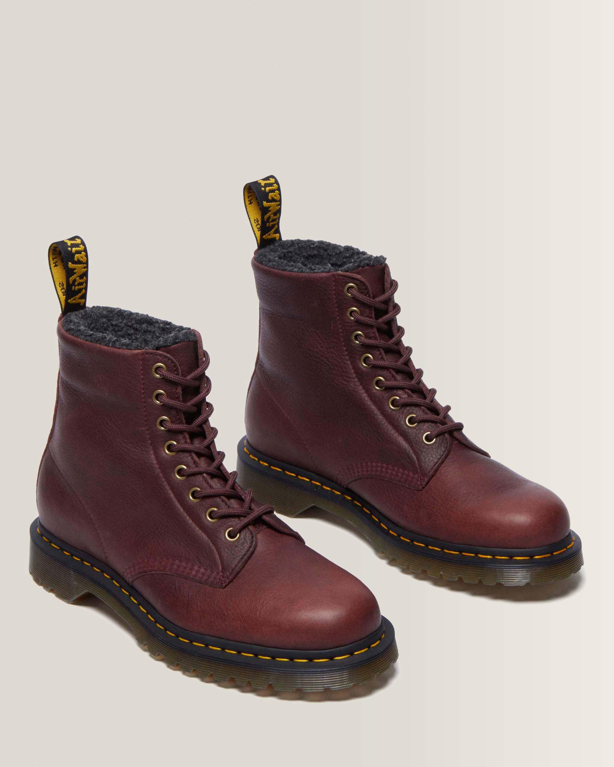 1460 Faux Fur Lined Grizzly Leather Lace Up Boots
