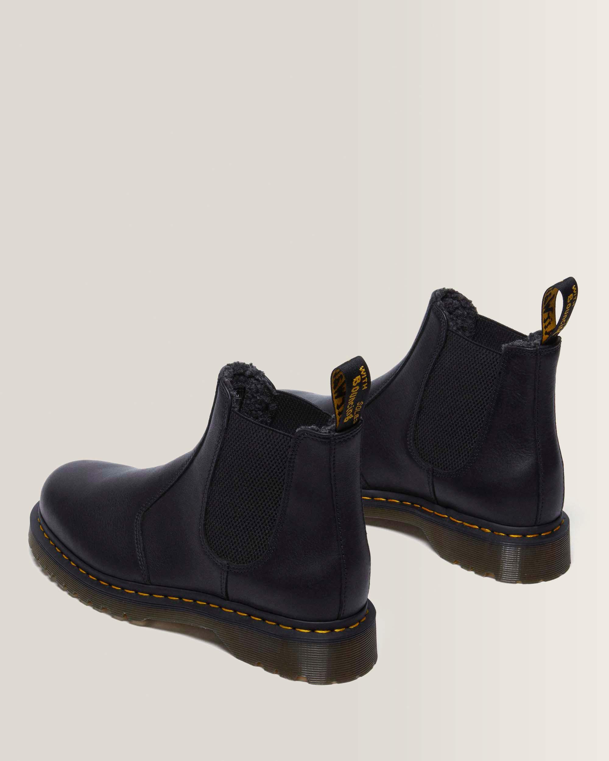 2976 Faux Fur Lined Grizzly Leather Chelsea Boots in Black | Dr