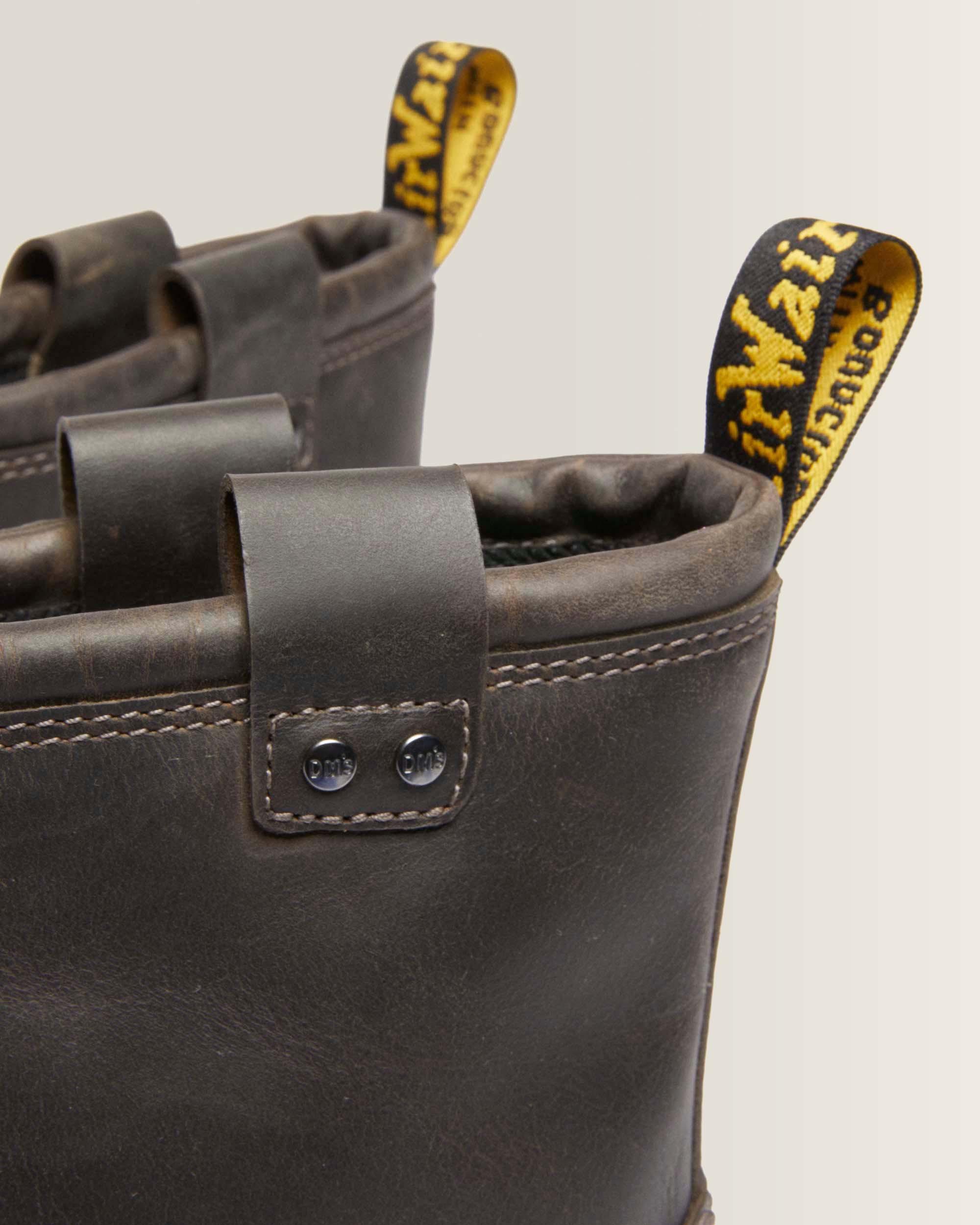 Anistone Lo Leather Biker Boots in Charcoal Grey | Dr. Martens™
