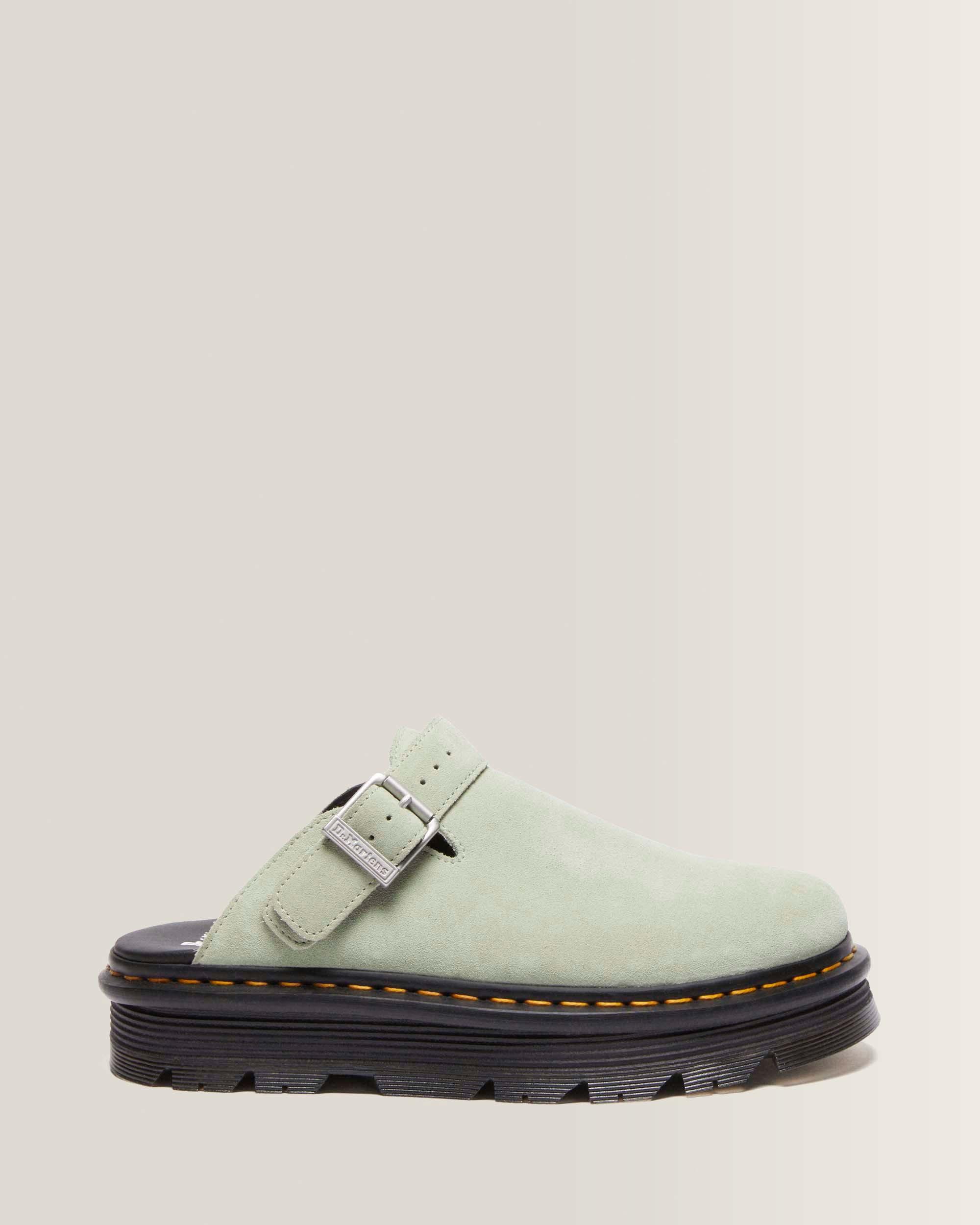 Mules platform Zebzag in camoscio con cinturino