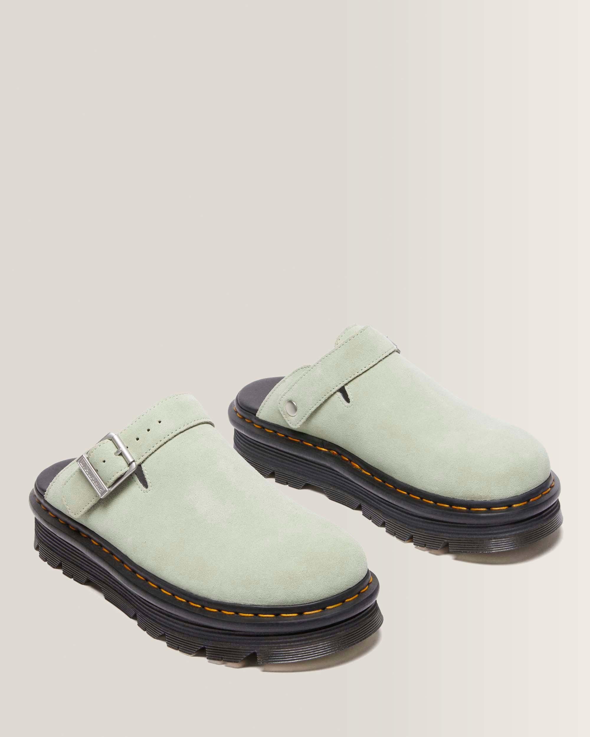 Mules platform Zebzag in camoscio con cinturino