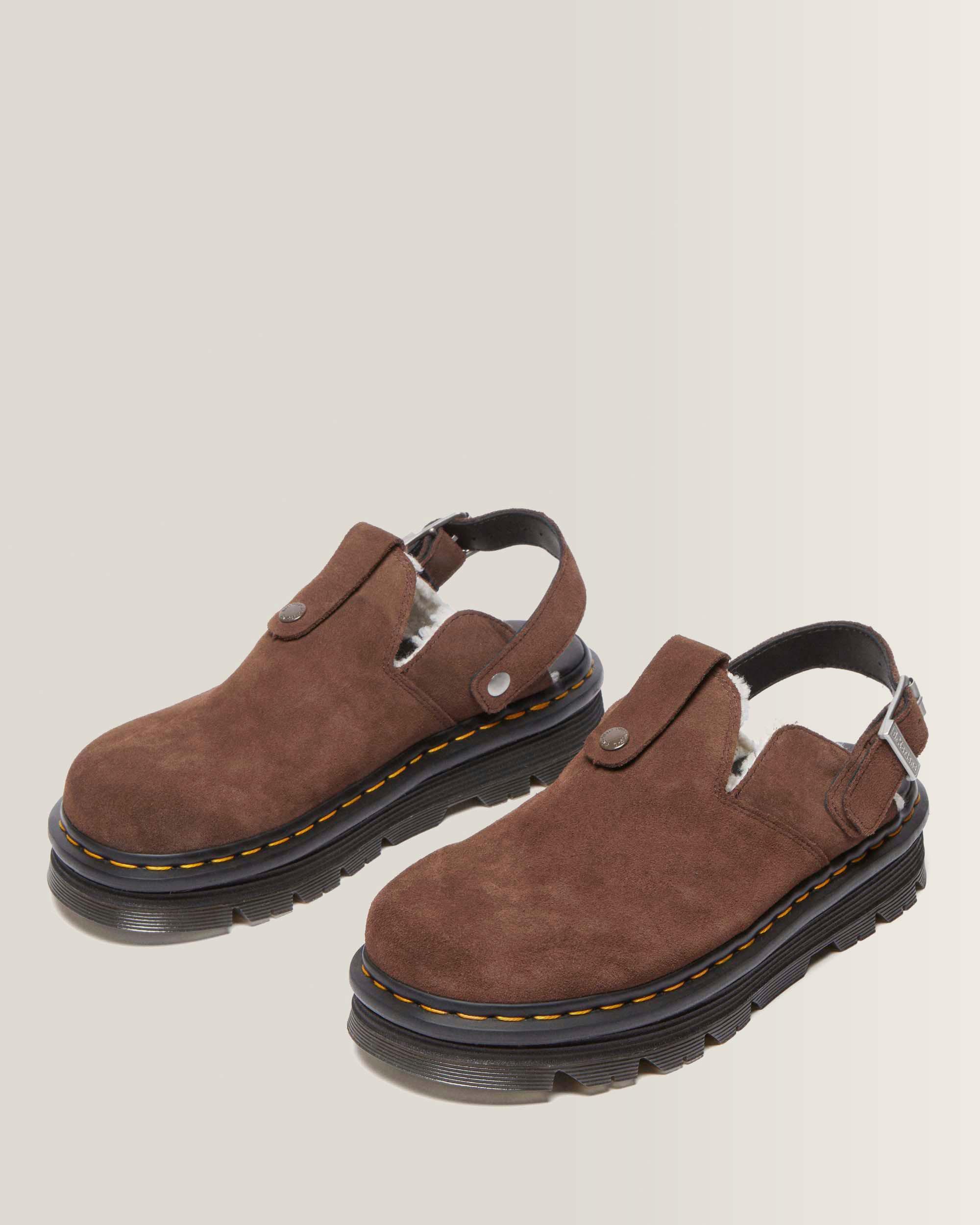 Zebzag Suède met Fleece Gevoerde Platform Mules