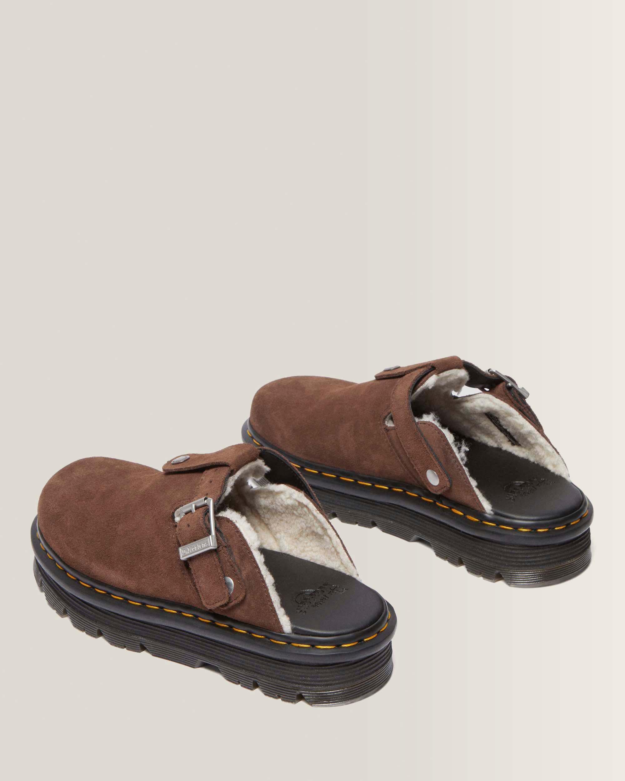 Zebzag Suède met Fleece Gevoerde Platform Mules