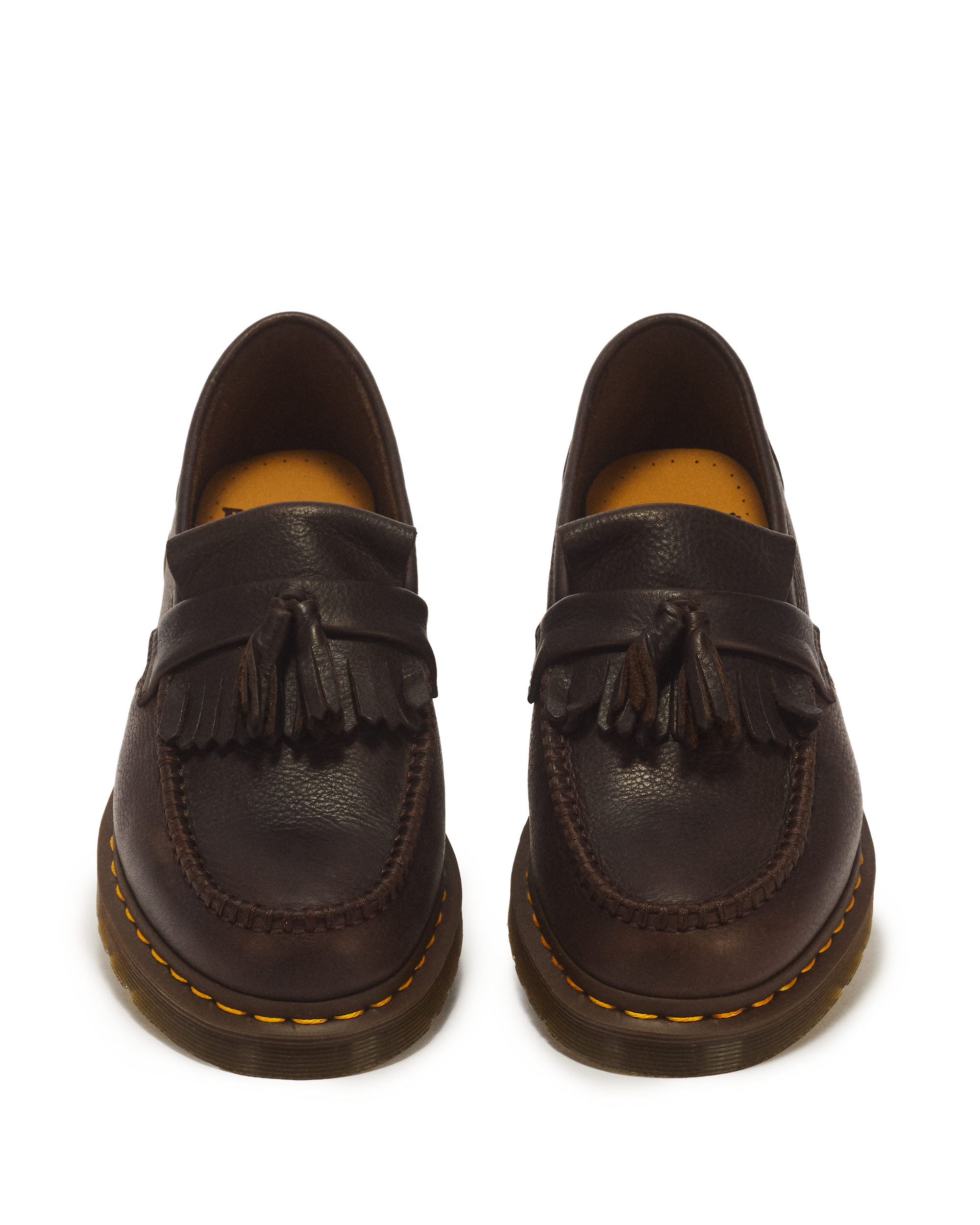 Adrian Yellow Stitch Ambassador Leather Loafers in DARK BROWN | Dr
