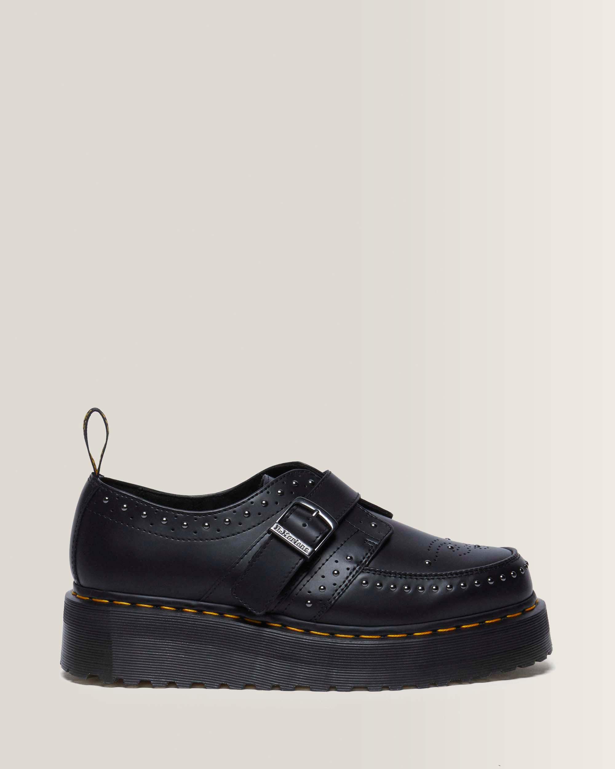 Ramsey Monk Strap Leather Platform Creepers in Black | Dr. Martens™