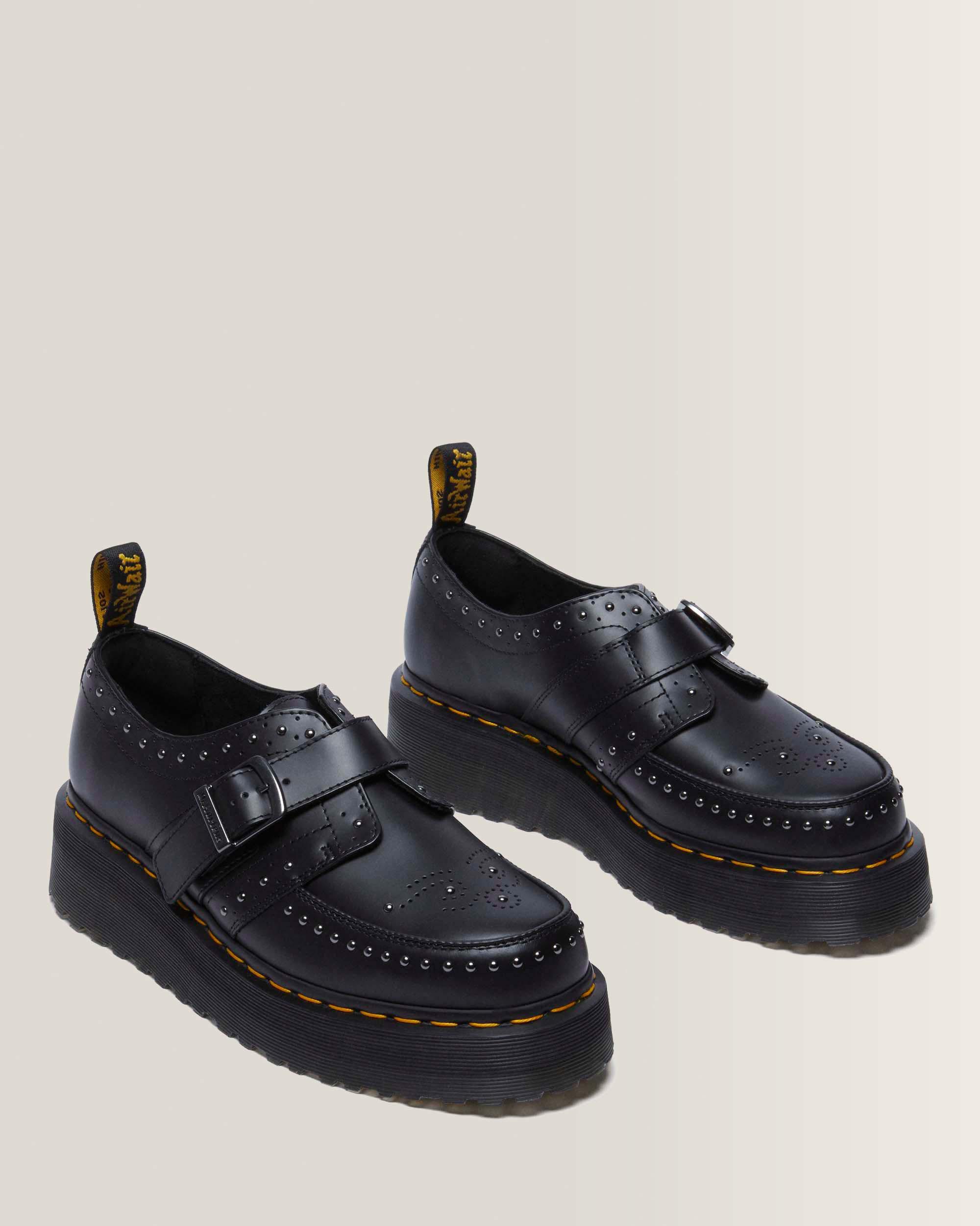 Ramsey Monk Strap Leather Platform Creepers in Black | Dr. Martens™