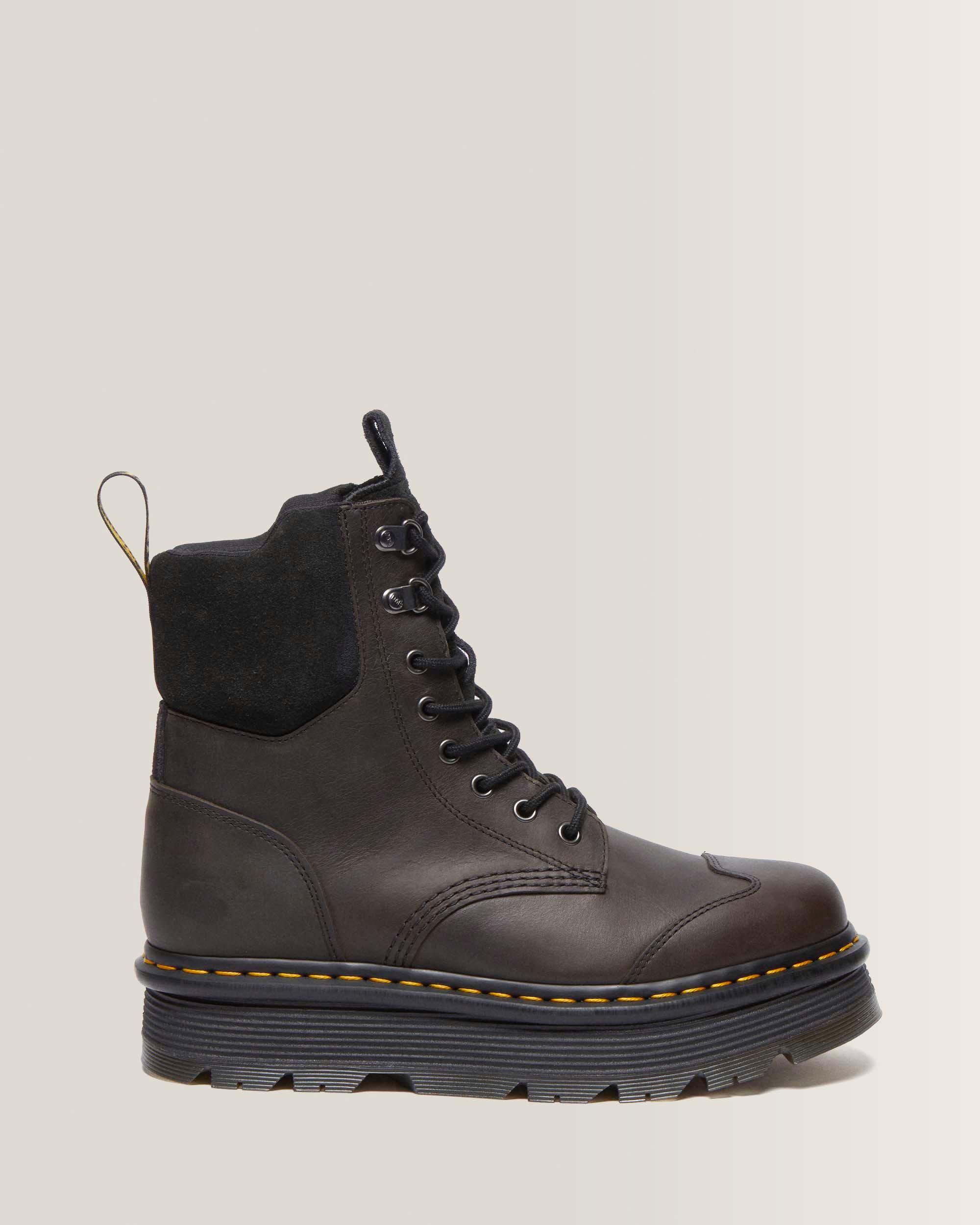 Zebzag Suede & Leather Casual Lace Up Boots in Black+Charcoal Grey
