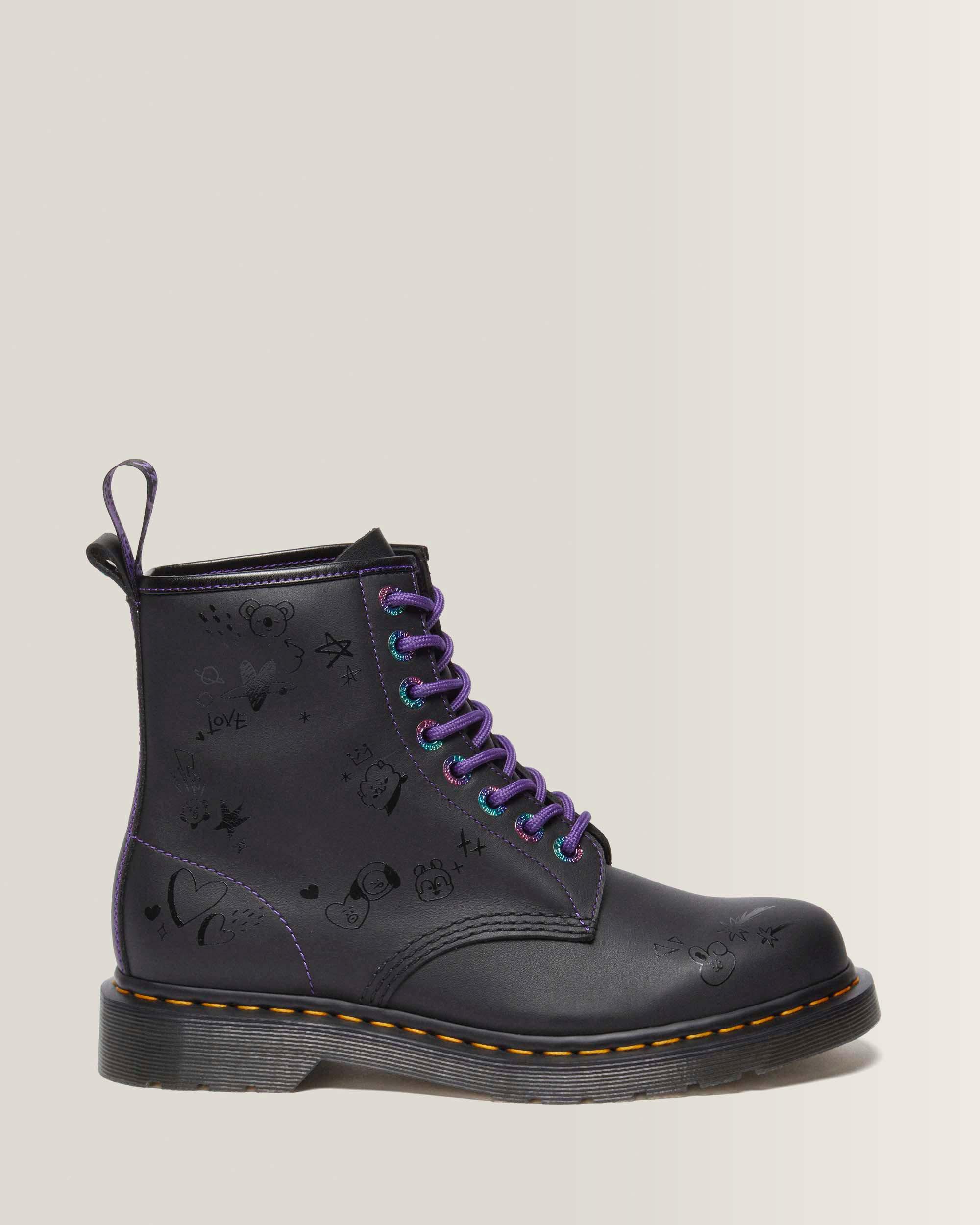 1460 BT21 Leather Lace Up Boots in BLACK | Dr. Martens™