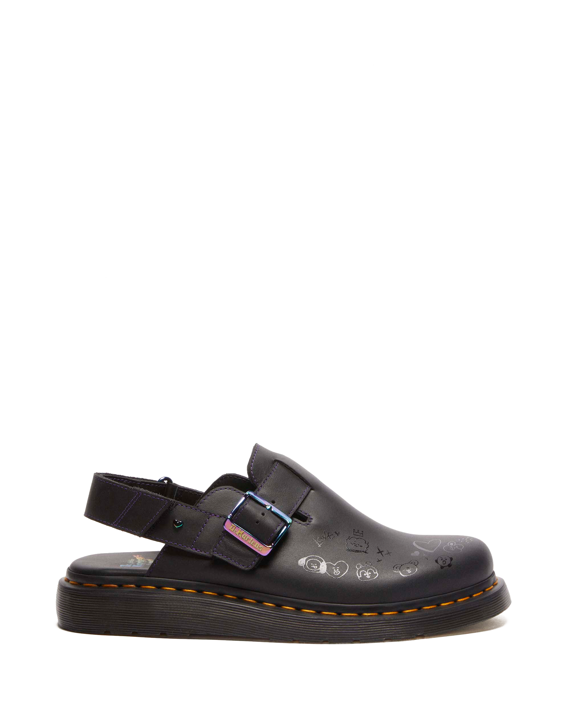 Jorge II BT21 Leather Slingback Mules in BLACK | Dr. Martens™