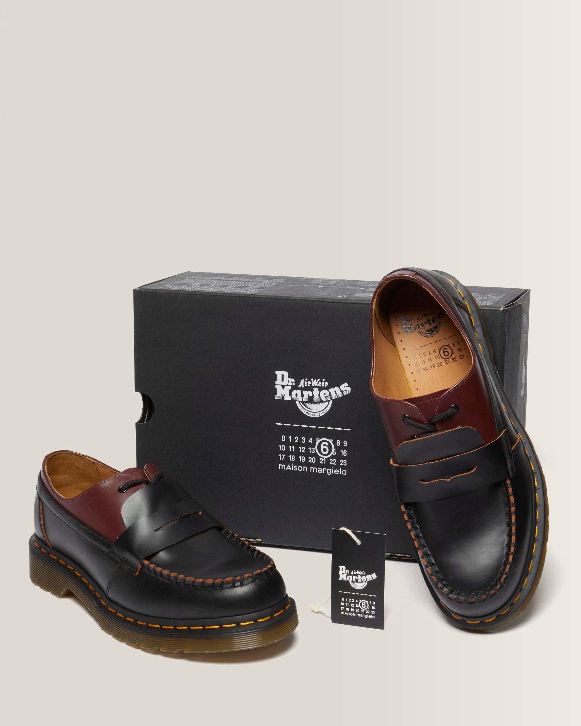 Mocassins MM6 1461 / Penton en cuir en BLACK+OXBLOOD | Dr. Martens™