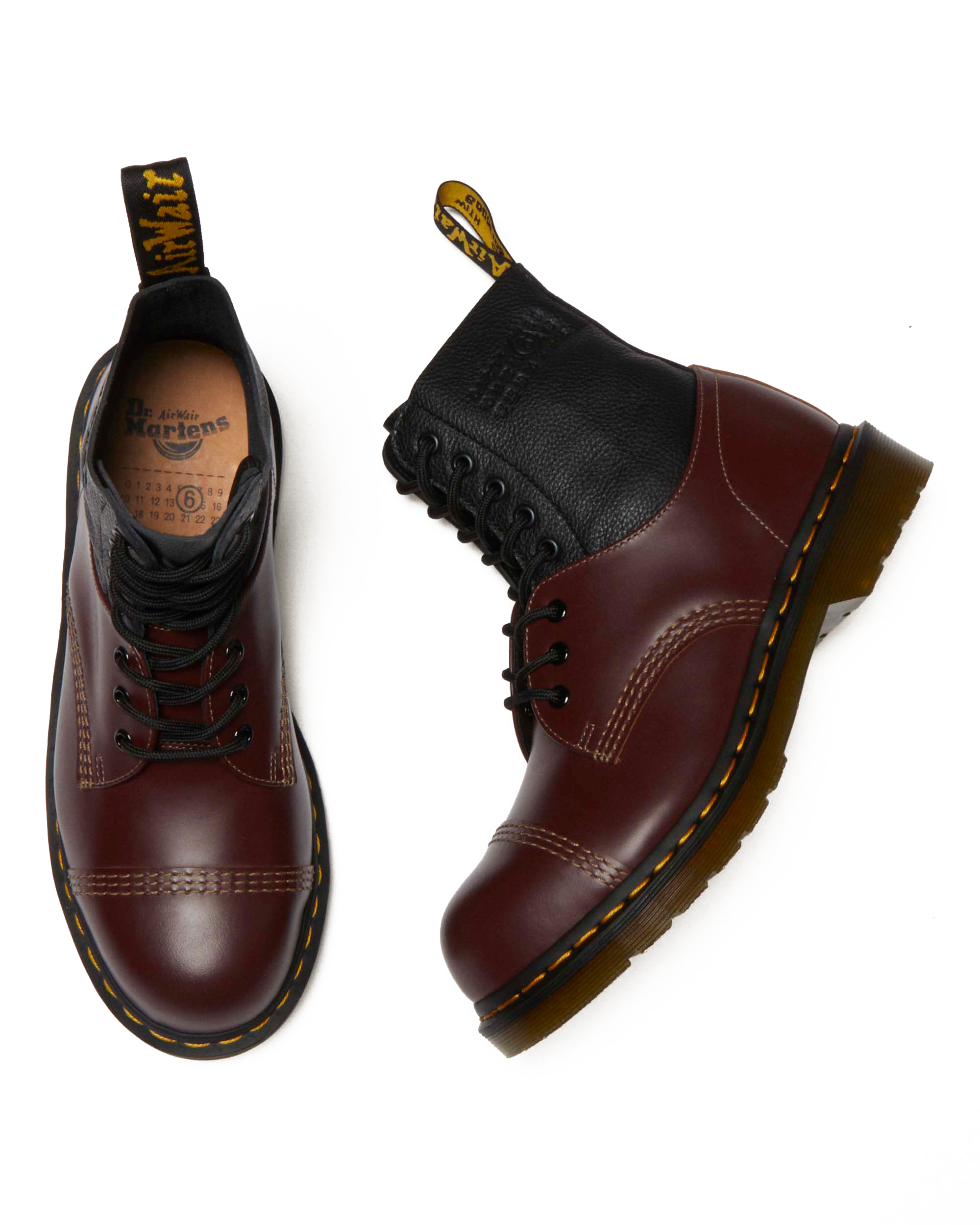 1460 / 1461 MM6 Steel Toe Leather Boots in OXBLOOD+BLACK | Dr
