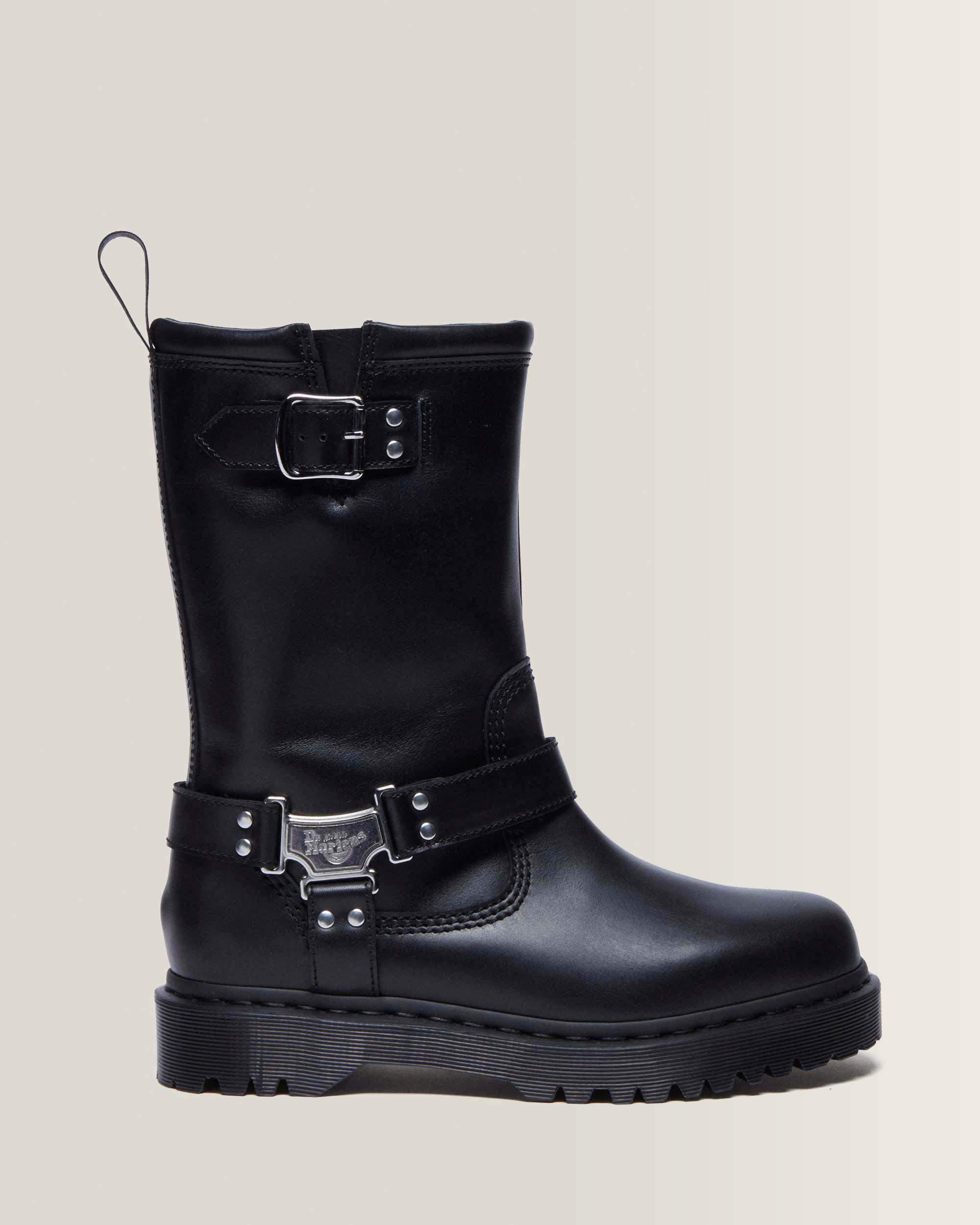 Anistone Tall Leather Biker Boots in Black | Dr. Martens™