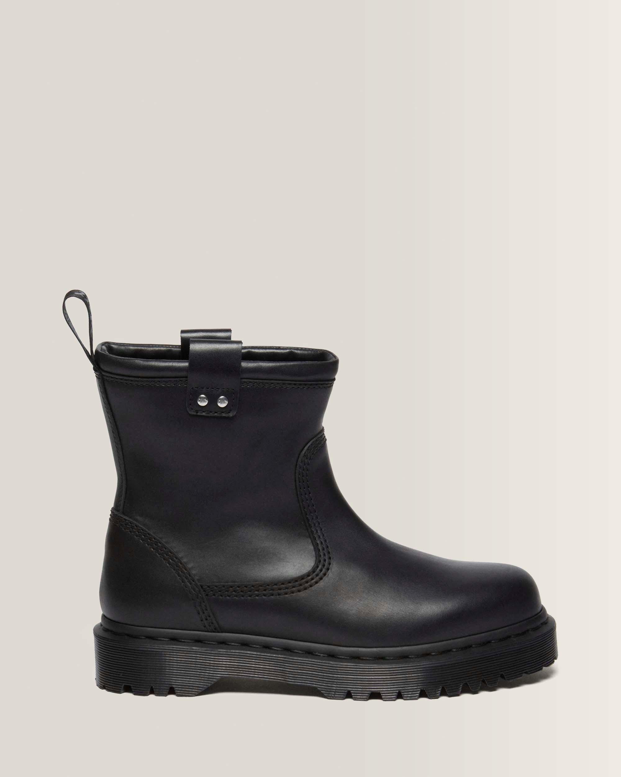 Anistone Lo Leather Biker Boots in BLACK | Dr. Martens™