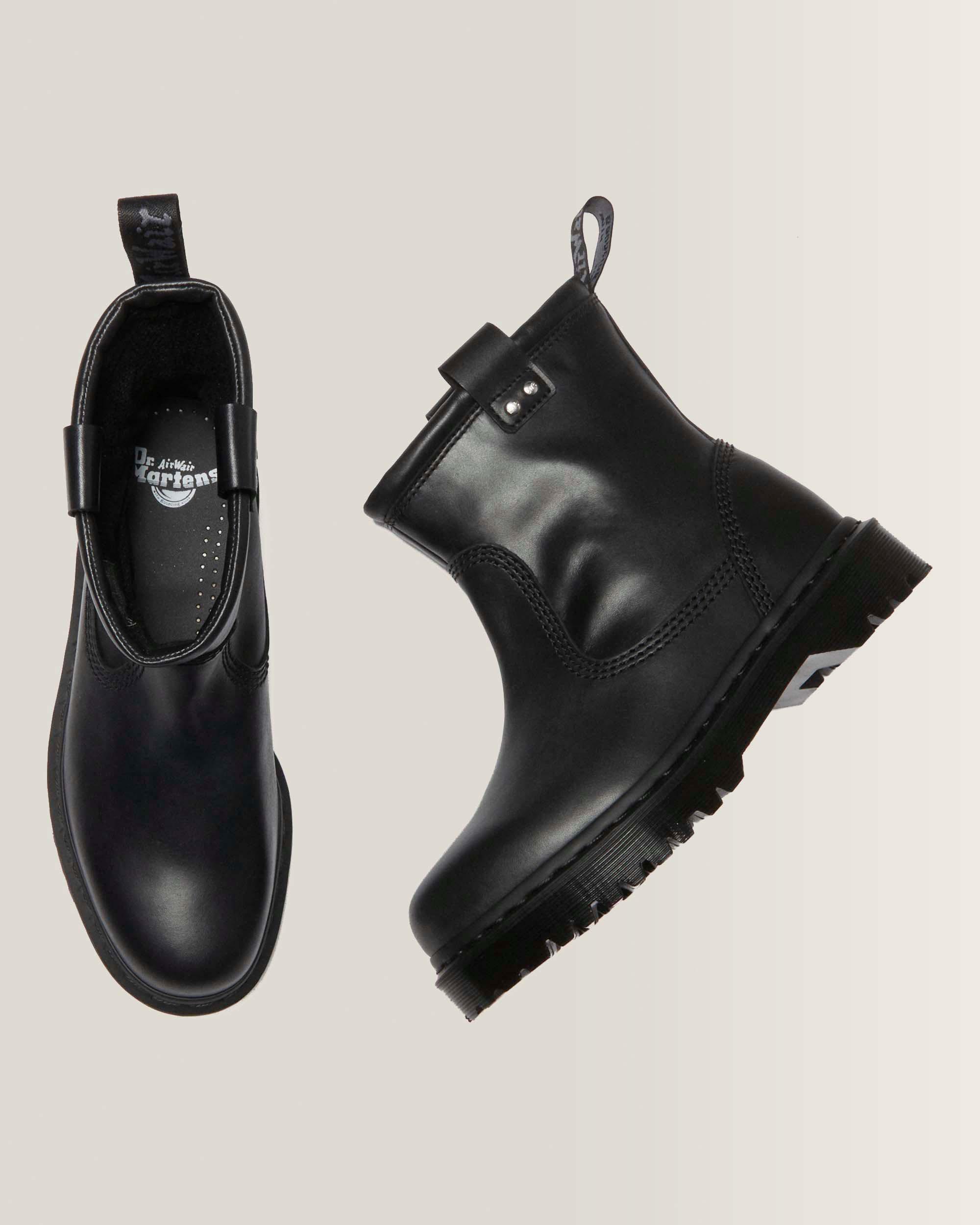 Anistone Lo Leather Biker Boots in BLACK | Dr. Martens™
