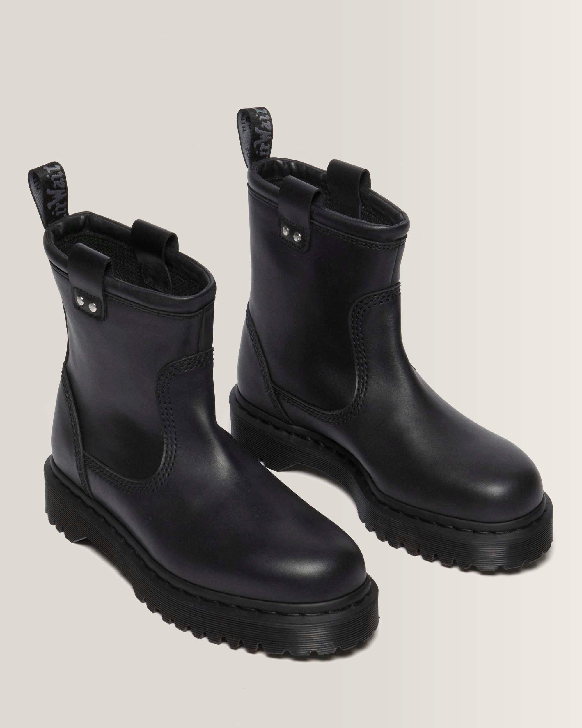 Anistone Lo Leather Biker Boots in BLACK | Dr. Martens™