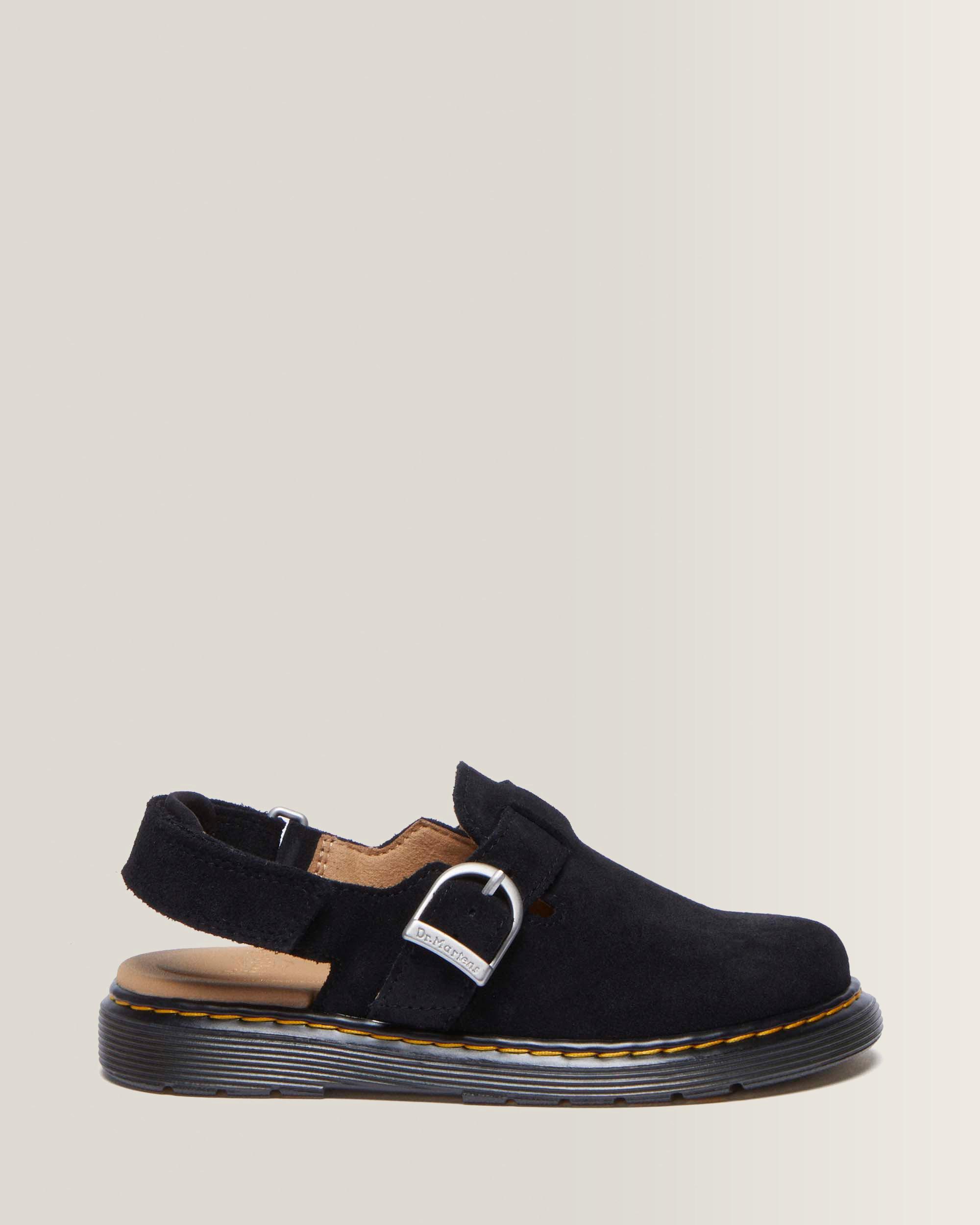 Junior Jorgie Suede Mules in Black Bronx Suede | Dr. Martens™