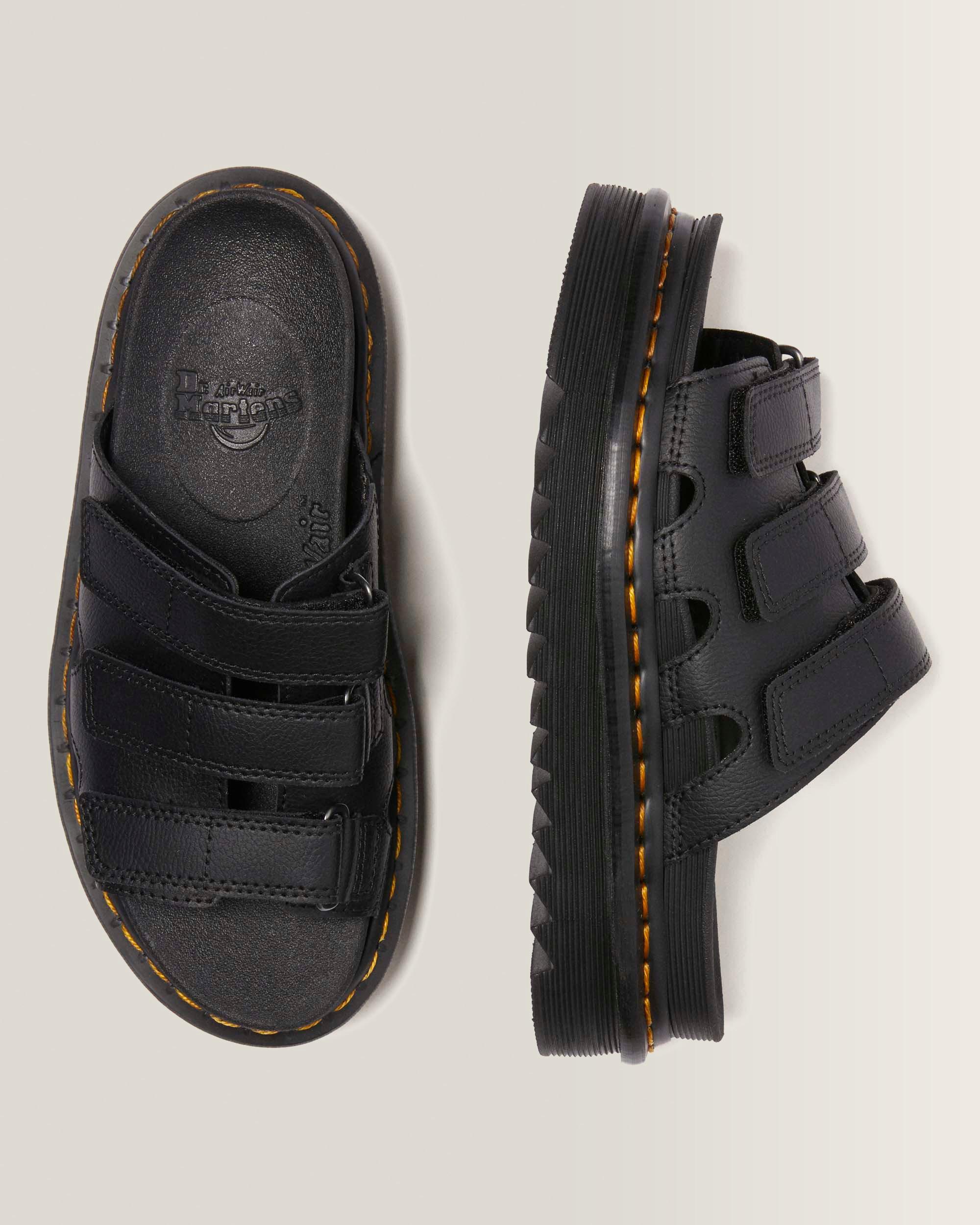 Raine Slide Athena Leather Sandals in Black | Dr. Martens™