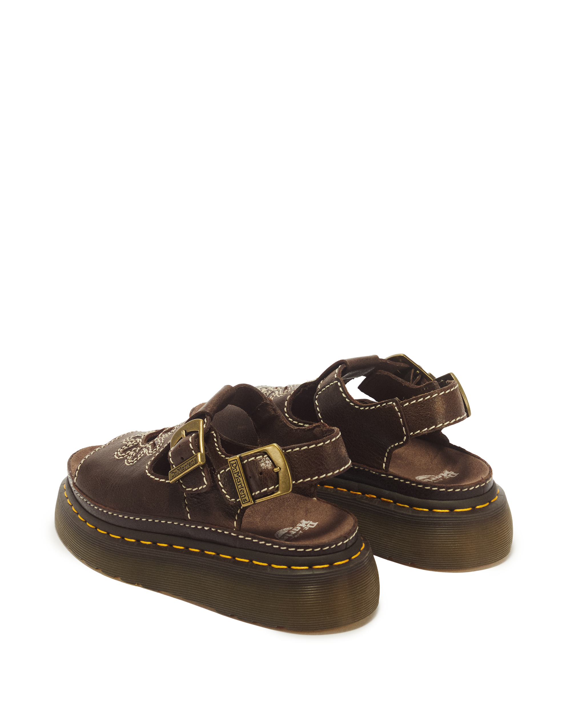 Dunnet Flower Full Grain Leather Sandals in Brown | Dr. Martens™