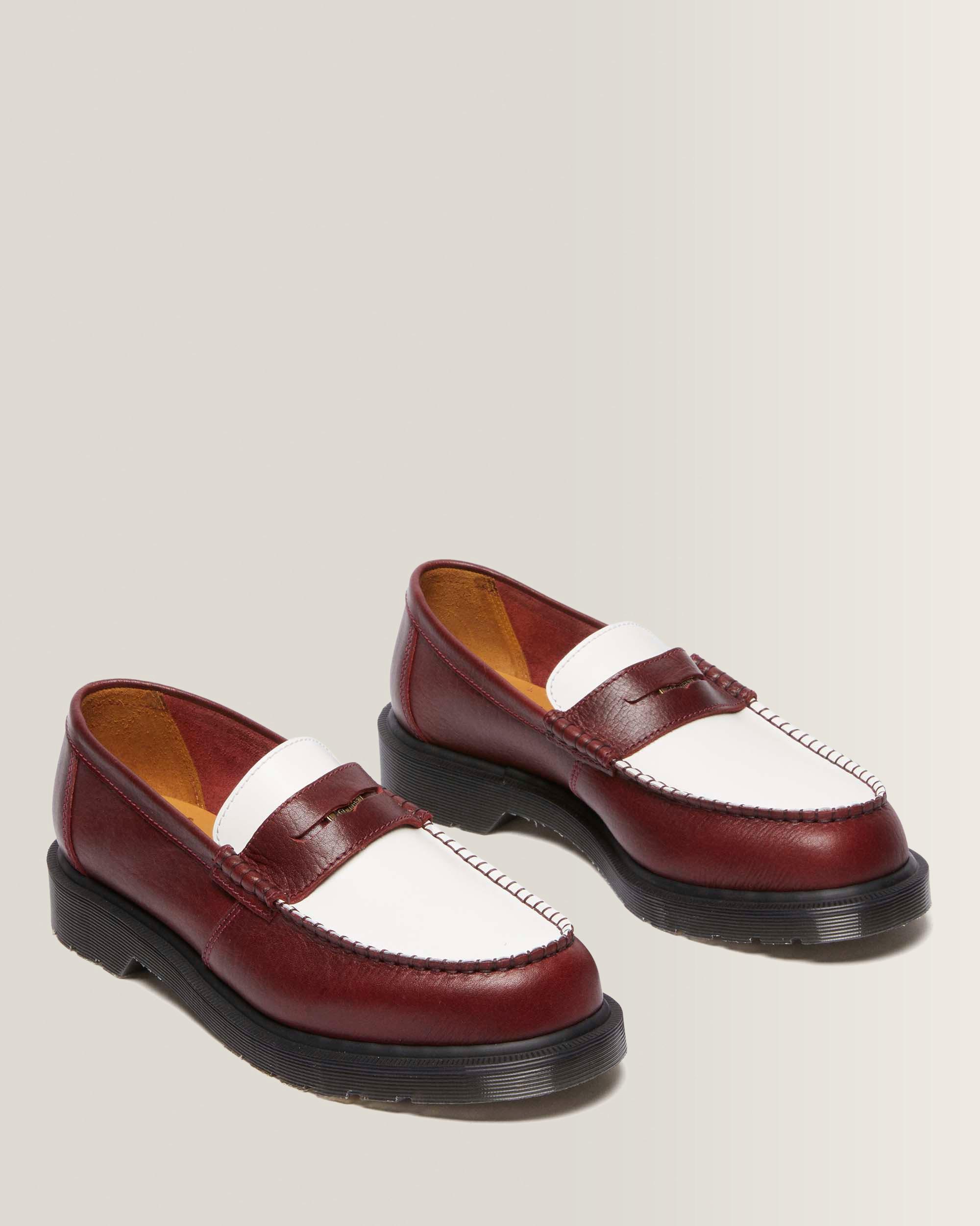 Penton Two-Tone Leather Loafers in Burgundy+White | Dr. Martens™
