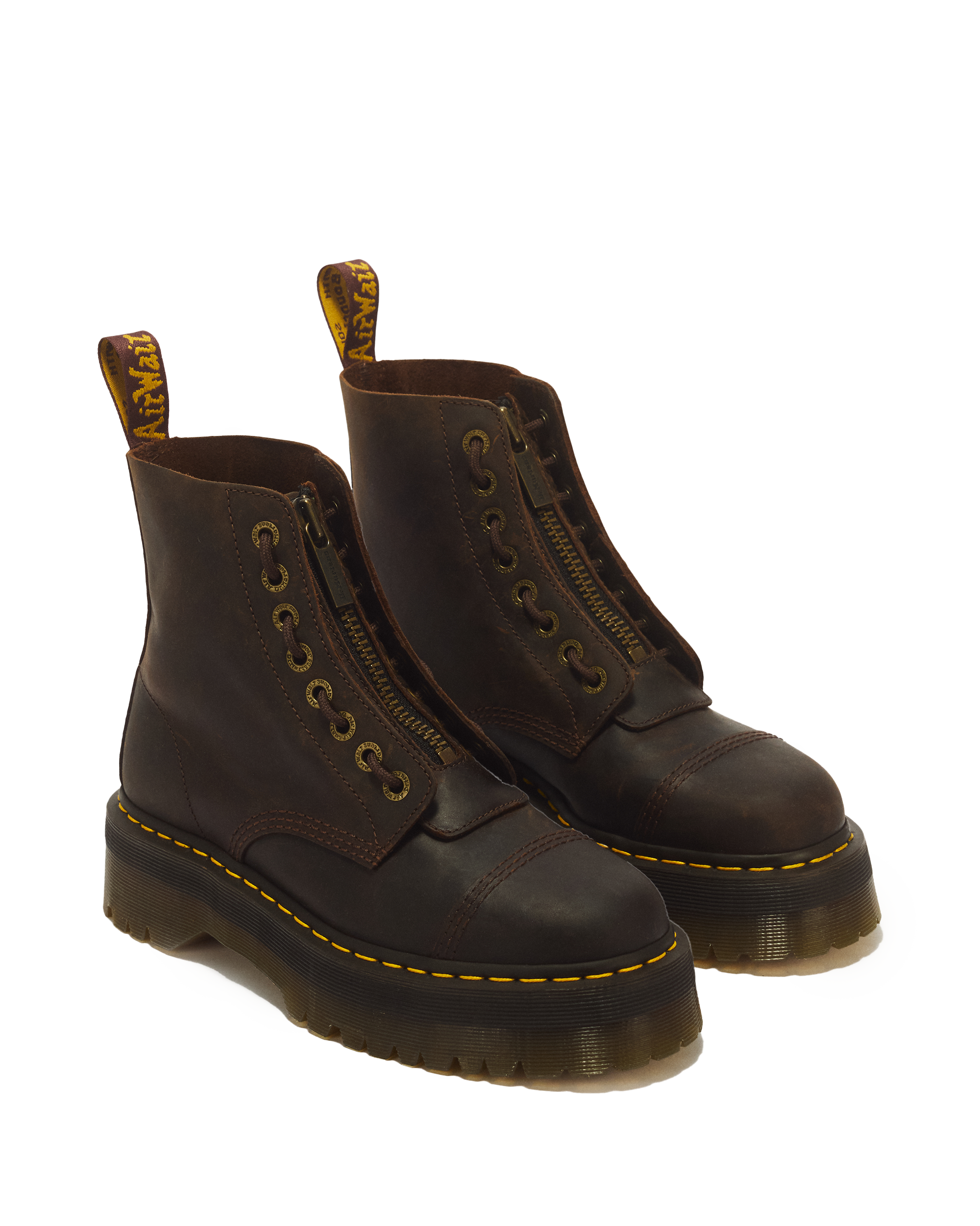 Sinclair Crazy Horse Leather Platform Boots in Dark Brown | Dr