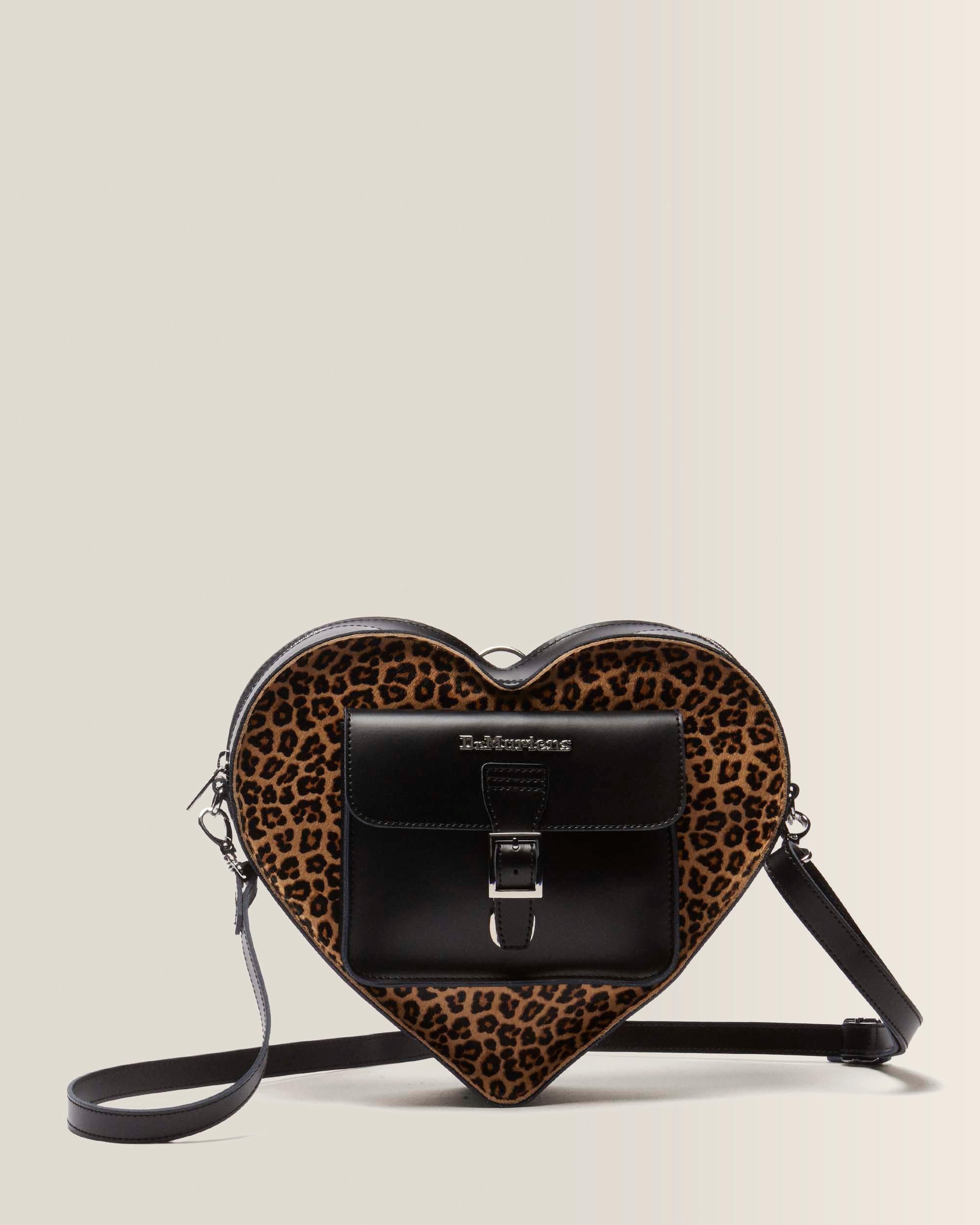 Bolso corazón de piel Kiev y Hair-On con estampado de leopardo 