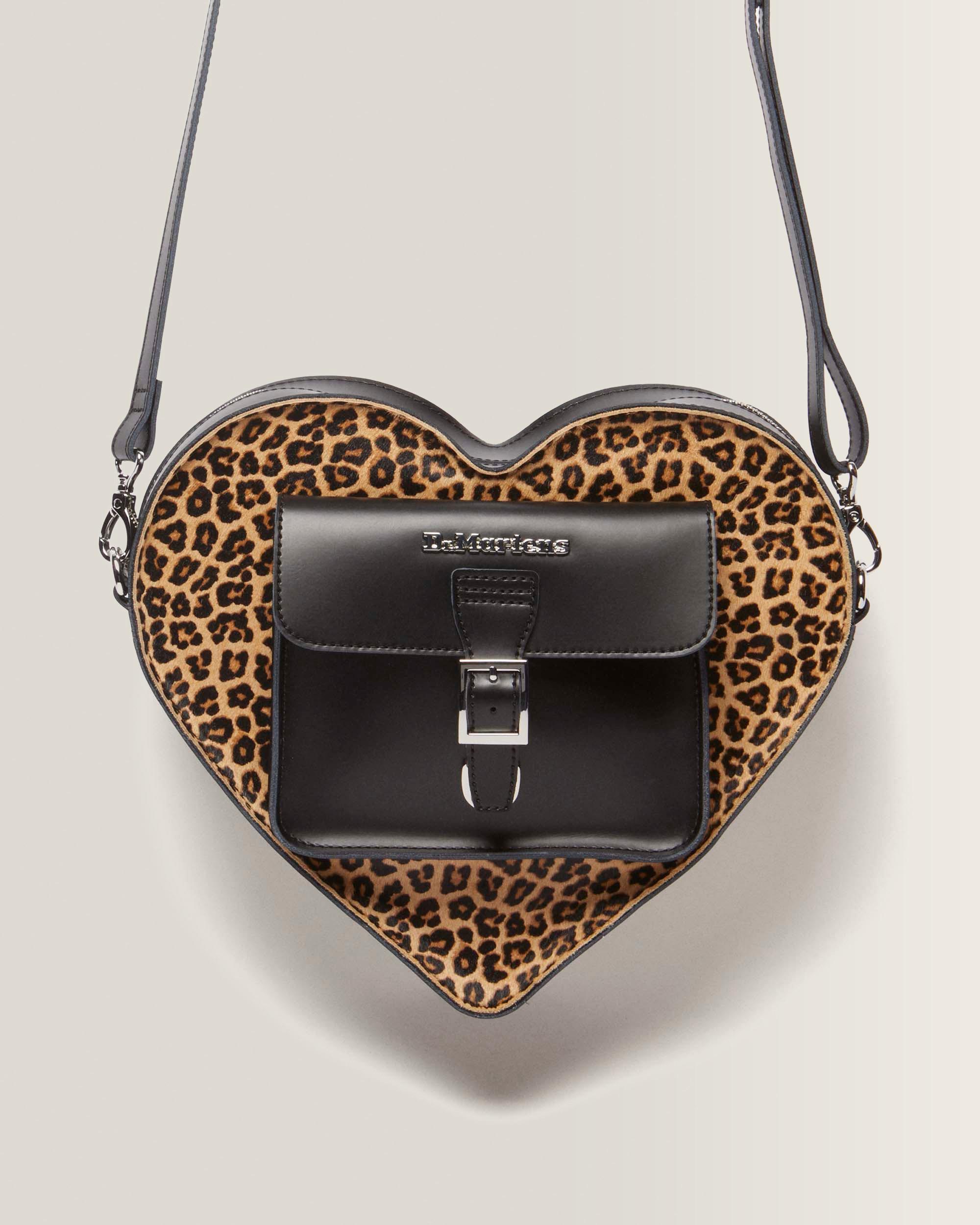 Bolso corazón de piel Kiev y Hair-On con estampado de leopardo 