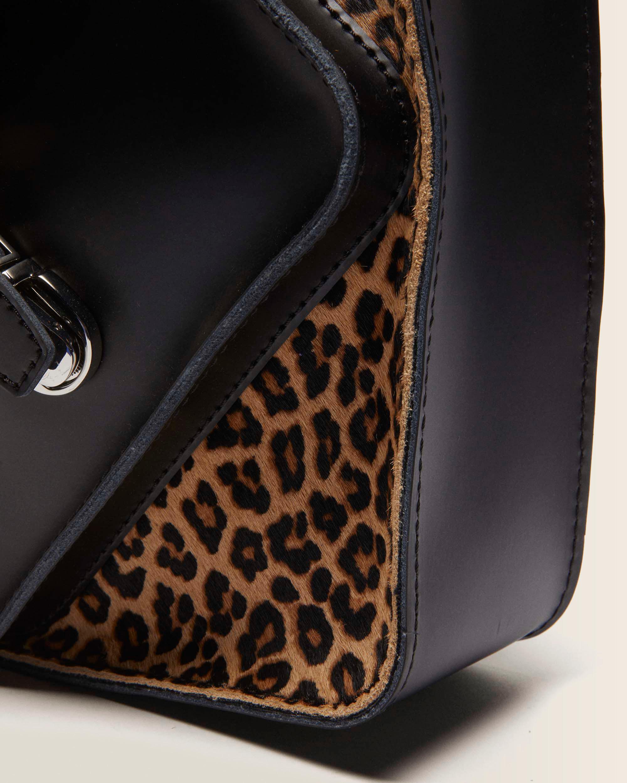 Bolso corazón de piel Kiev y Hair-On con estampado de leopardo 