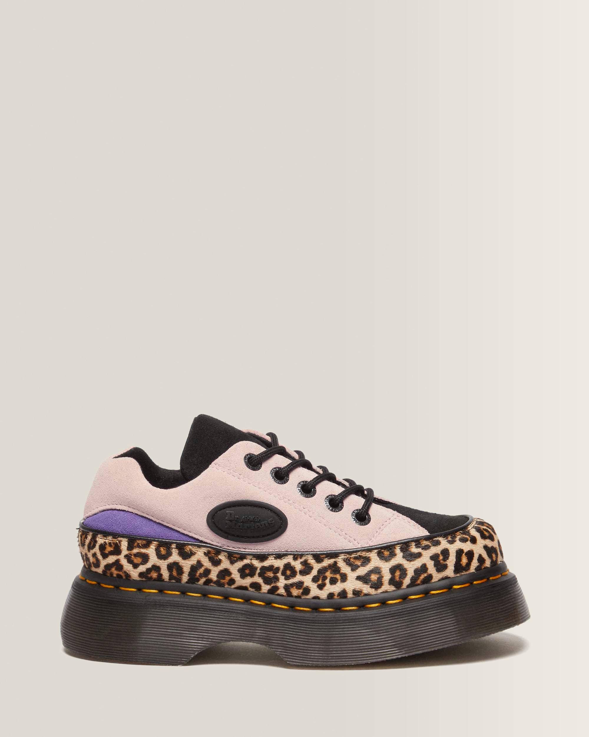 Scarpe Buzz a 5 occhielli in camoscio e pelle leopardata