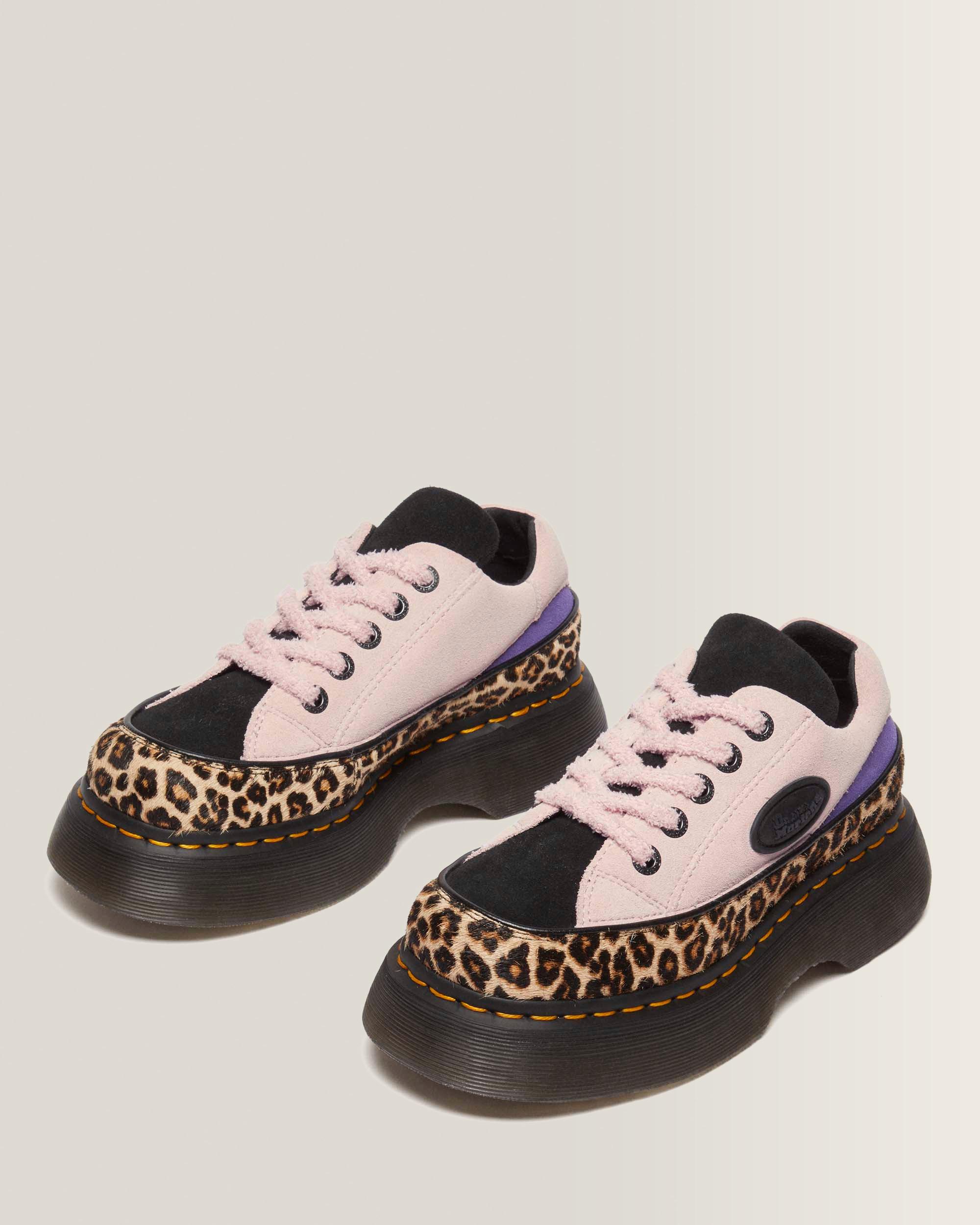 Buzz 5-Eye Leopard And Suede Shoes in Light Tan+Powder Pink | Dr
