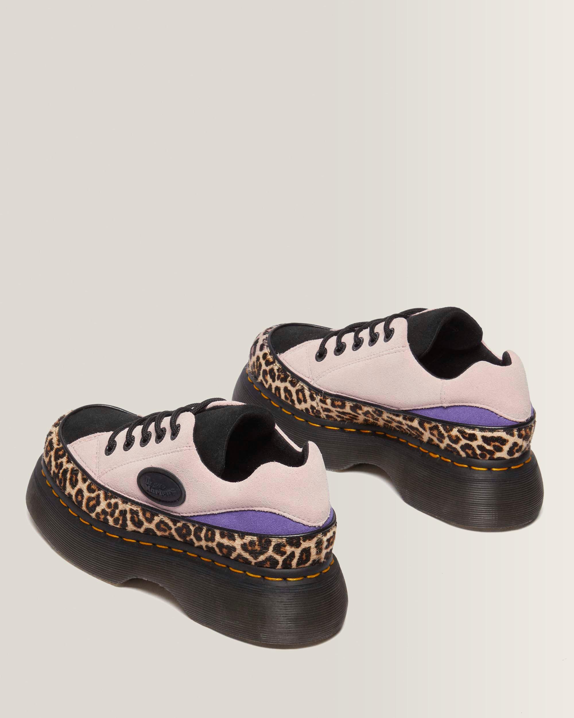 Scarpe Buzz a 5 occhielli in camoscio e pelle leopardata