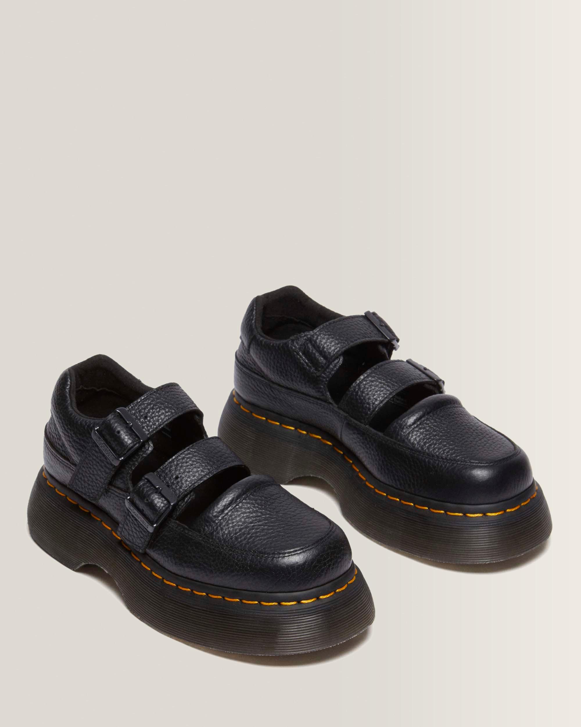 Buzz Milled Nappa Leather Mary Jane Shoes in Black Milled Nappa