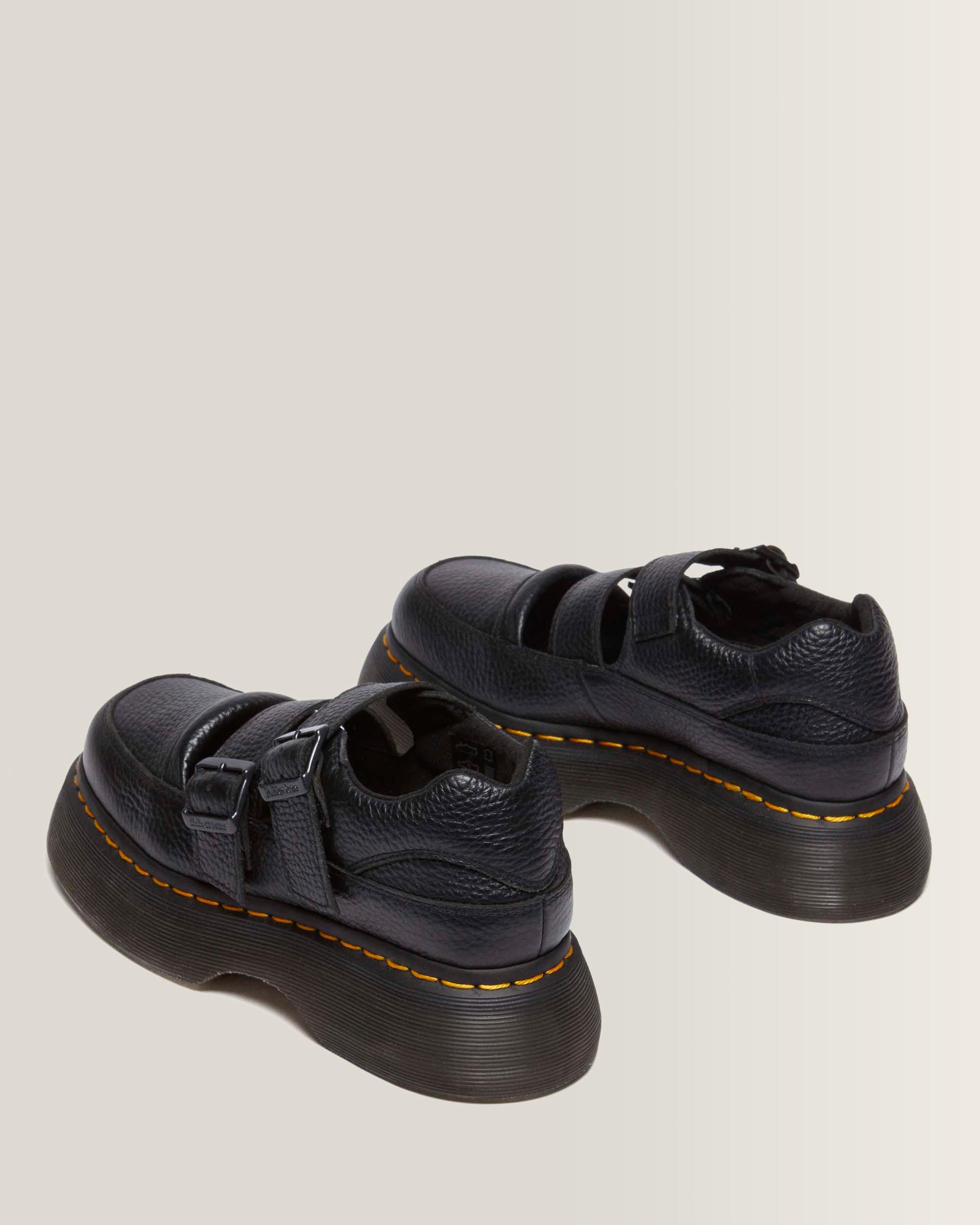 Buzz Milled Nappa Leather Mary Jane Shoes in Black Milled Nappa